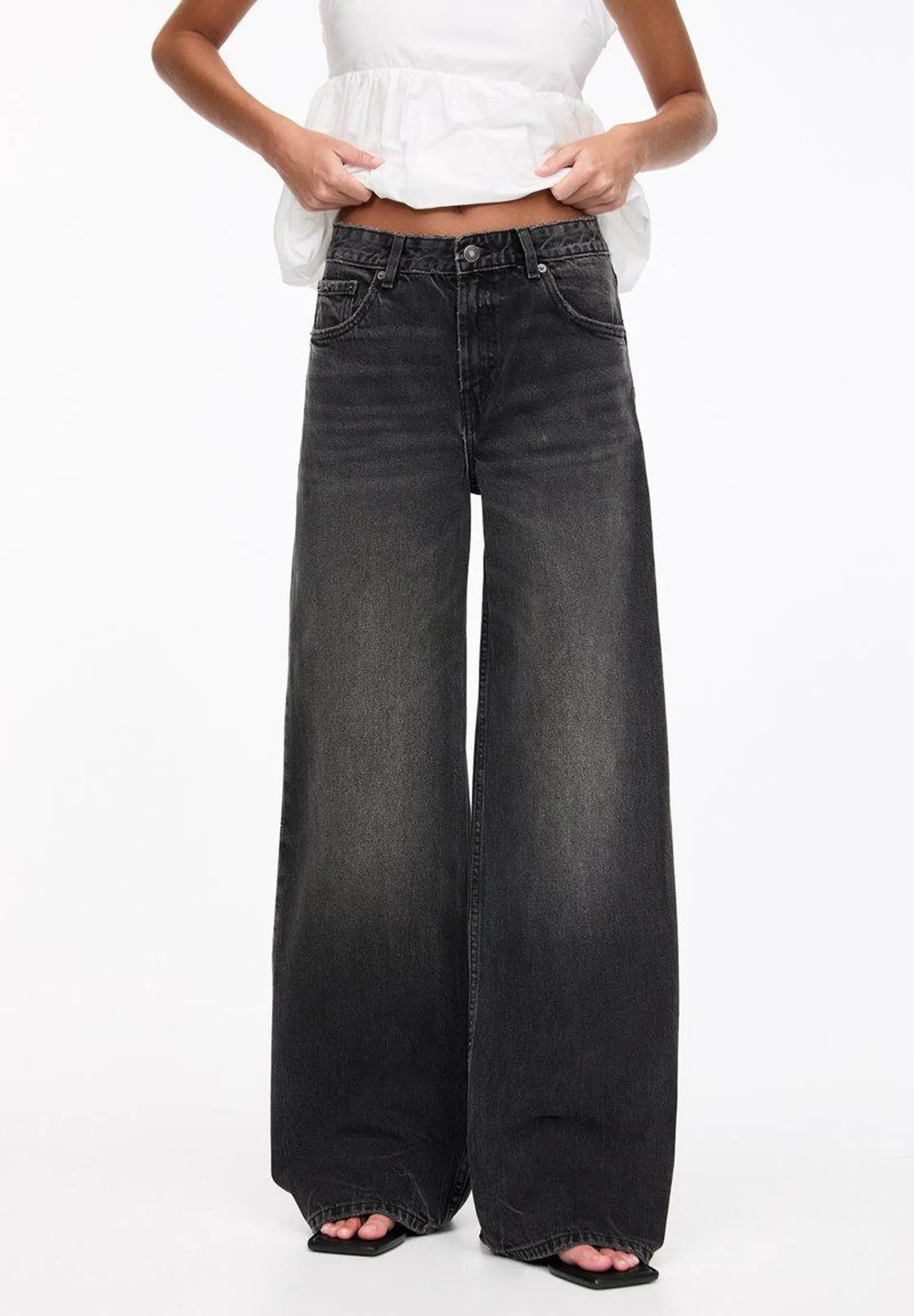 OVERSIZE - Jean flare - black