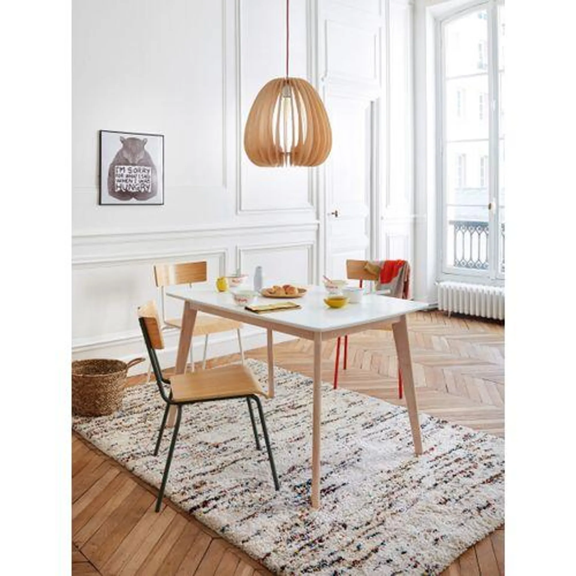 Table extensible L120-160 cm MALENA scandinave bois et blanc