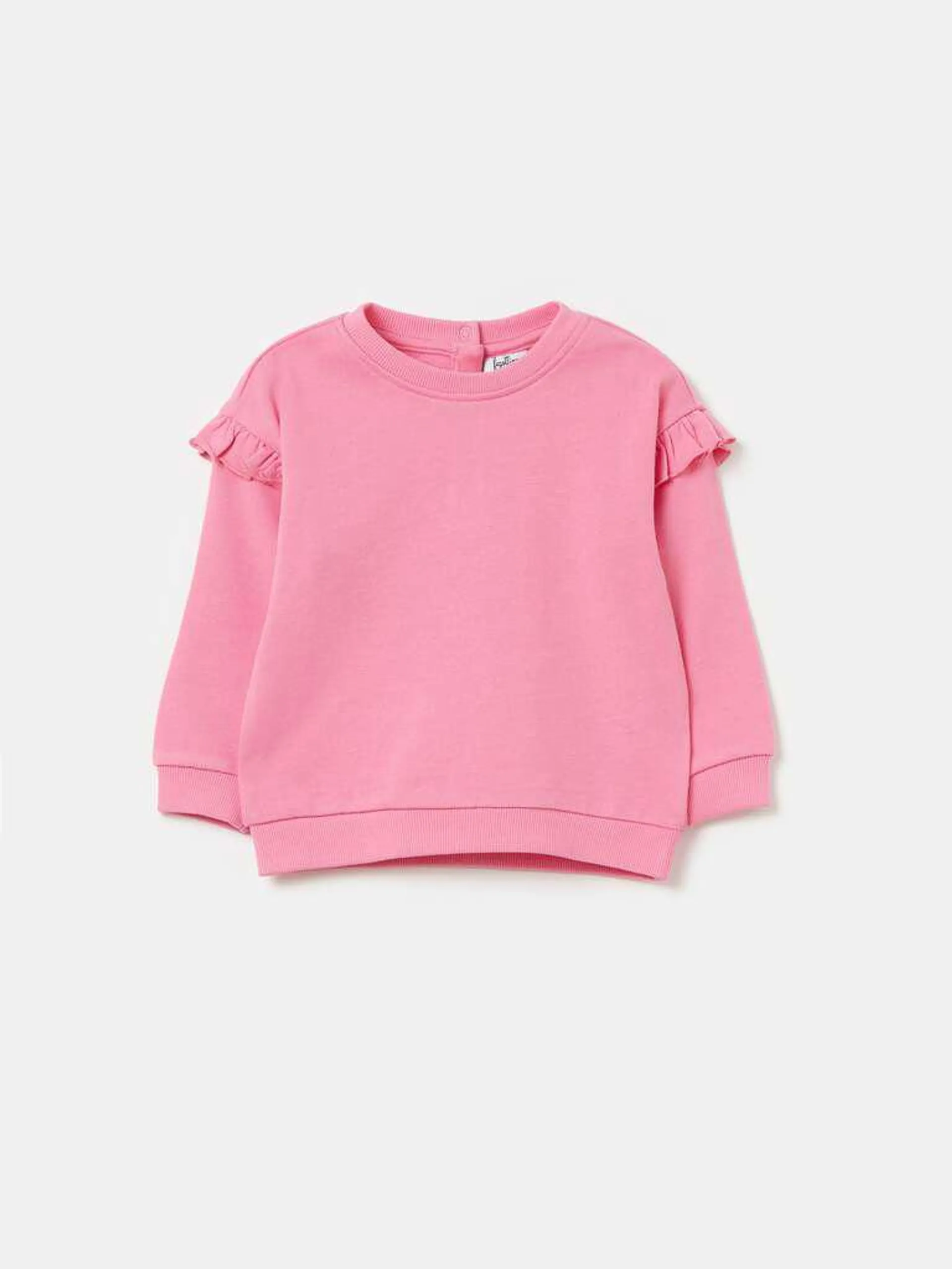 Sweatshirt in French terry with frills Rose pastel