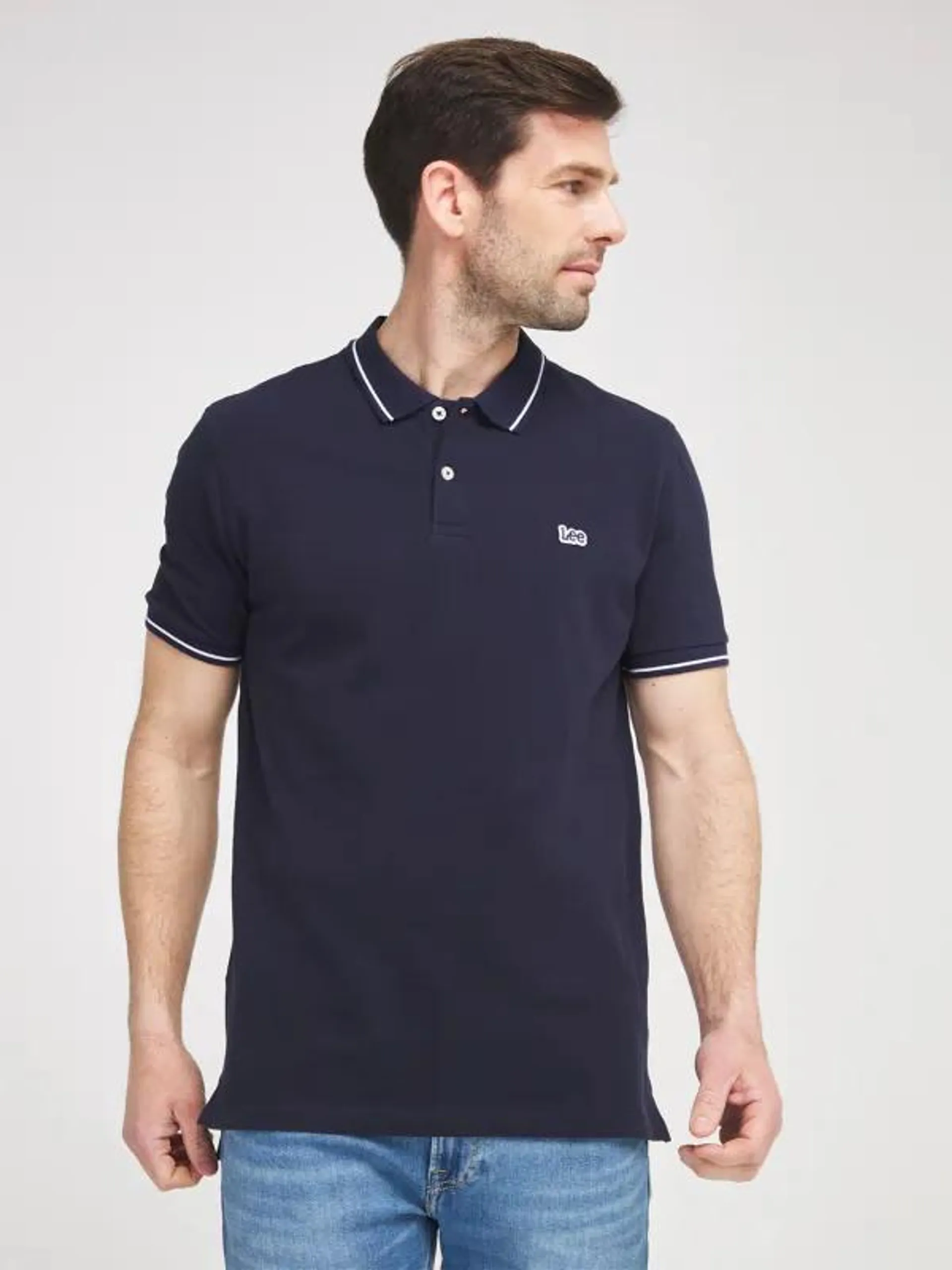 Polo En Piqué 100% Coton - Bleu foncé