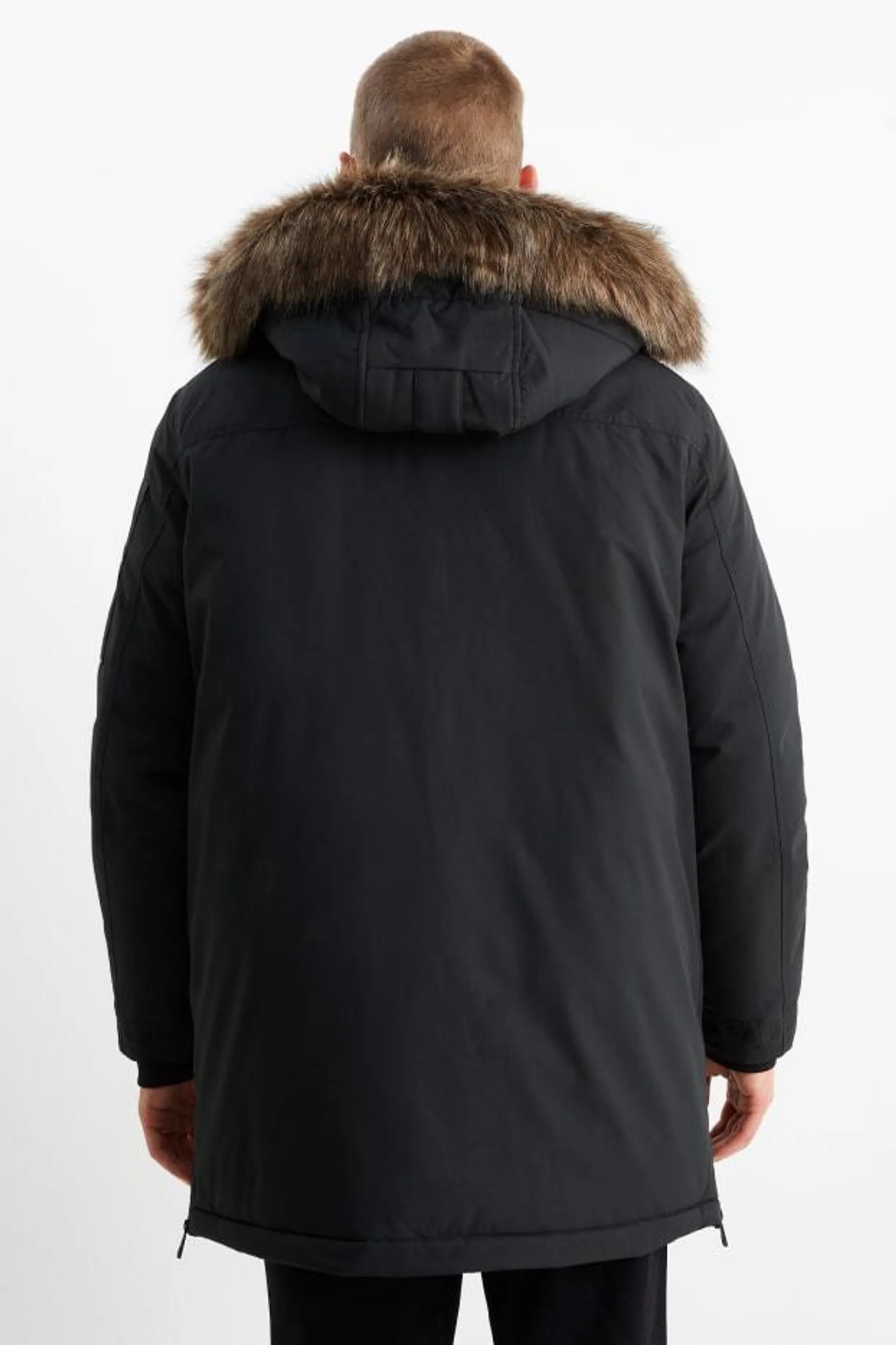 Parka met capuchon en imitatiebontrandje - winter