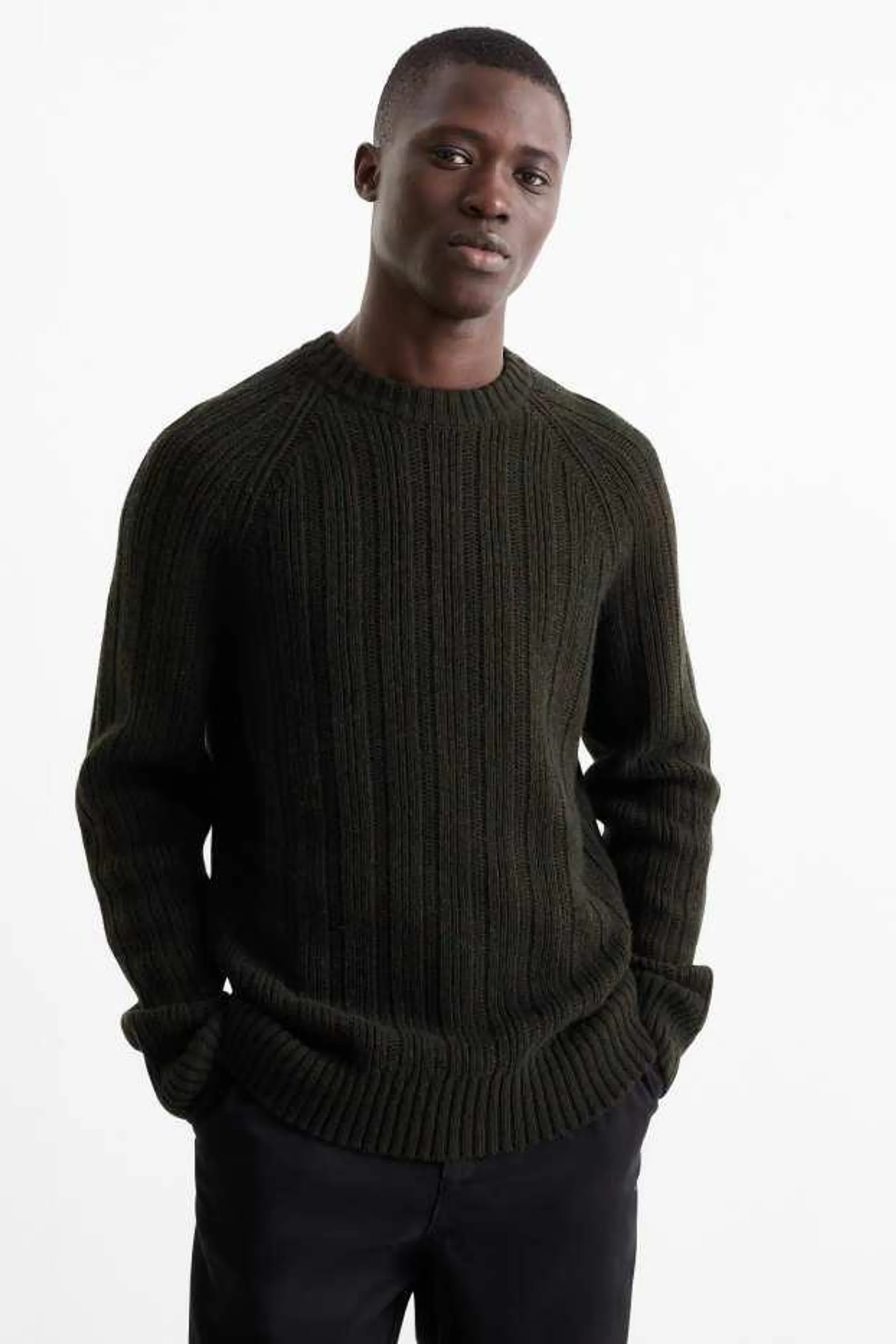 Cashmere blend jumper - ribbed