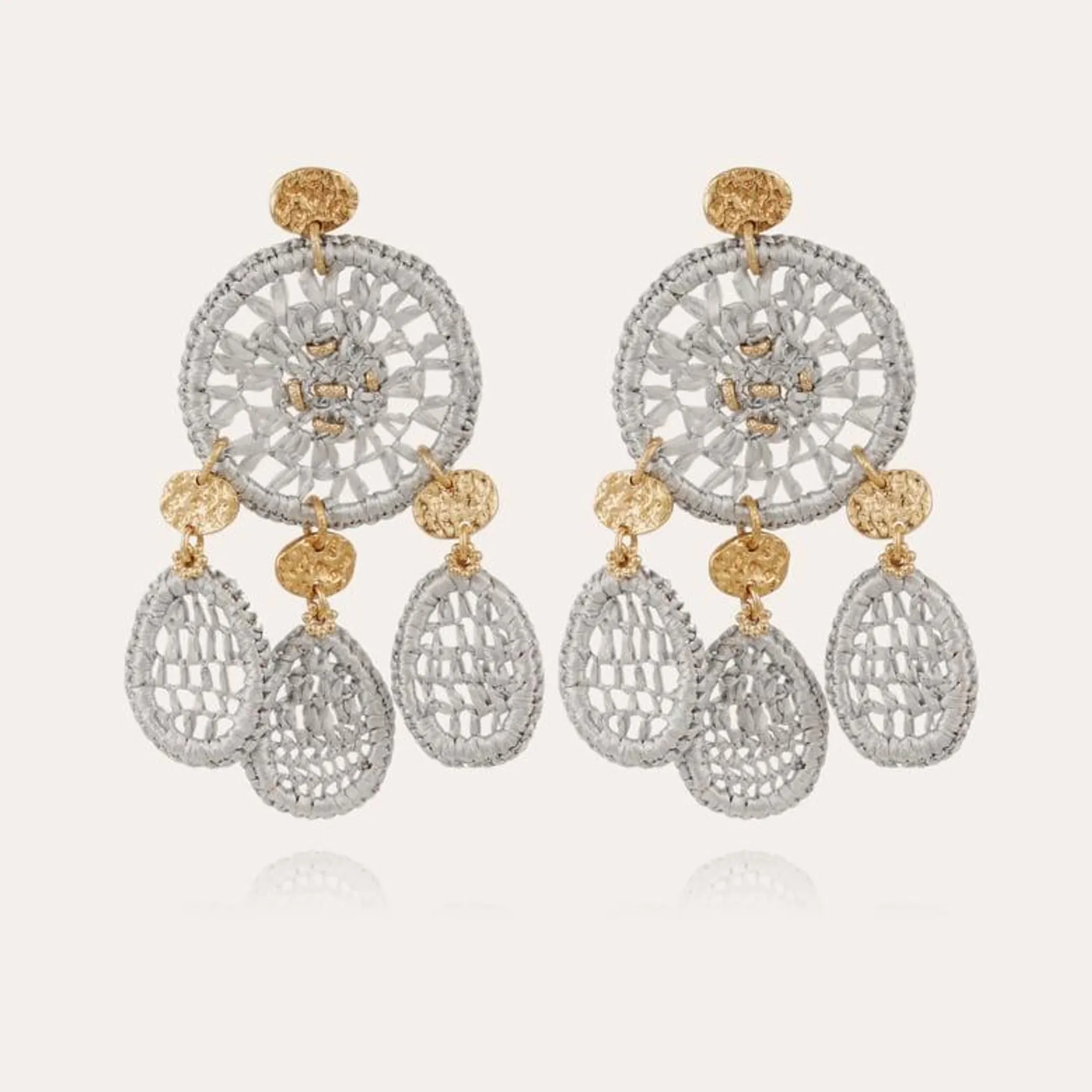 Fanfaria raffia earrings small size gold