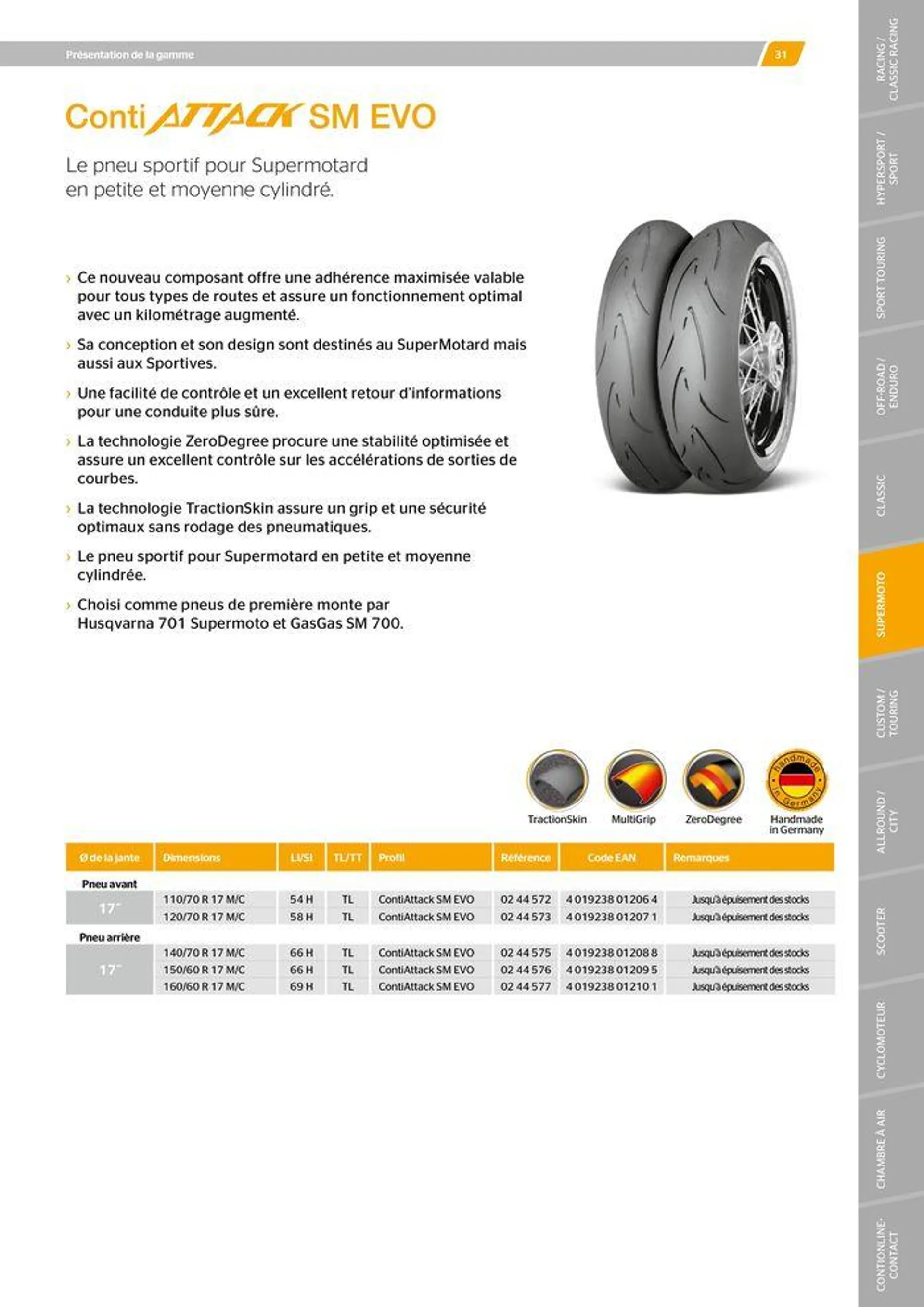 CONTINENTAL : Barème de facturation 2023 du 21 mai au 31 décembre 2024 - Catalogue page 31