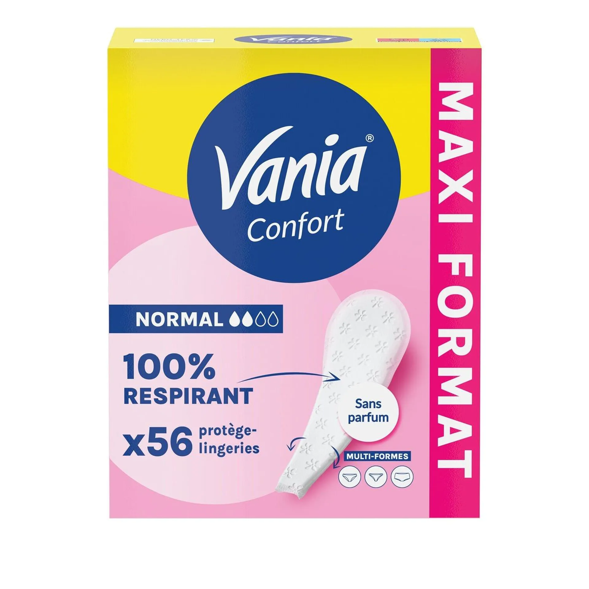 Protèges-Slips 100% Respirant Sans Parfum Multi-formes Normal Confort VANIA