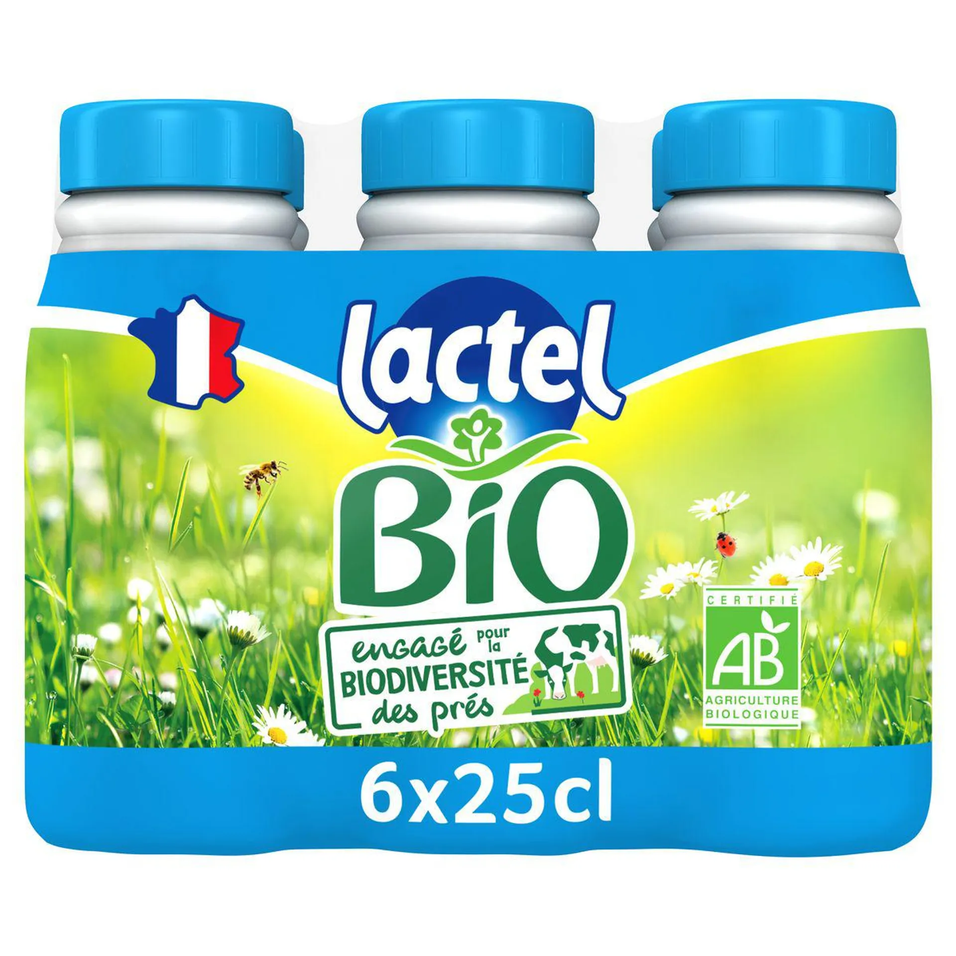 LACTEL Lait demi-écrémé bio UHT 6x25cl