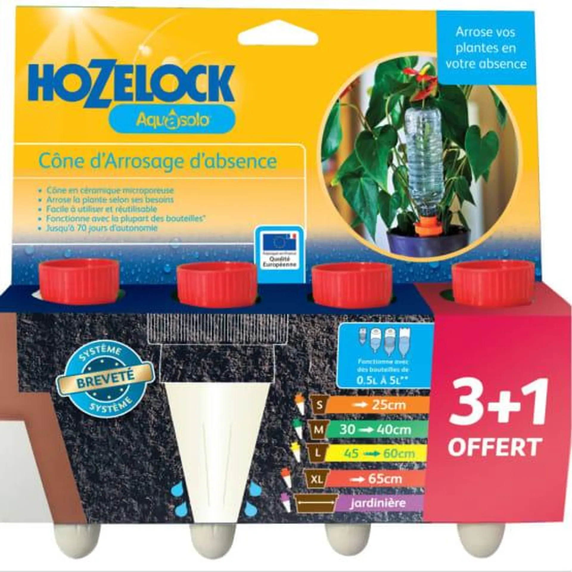 Cônes d'arrosage HOZELOCK Aquasolo pack 3+1 50 cl taille XL rouge