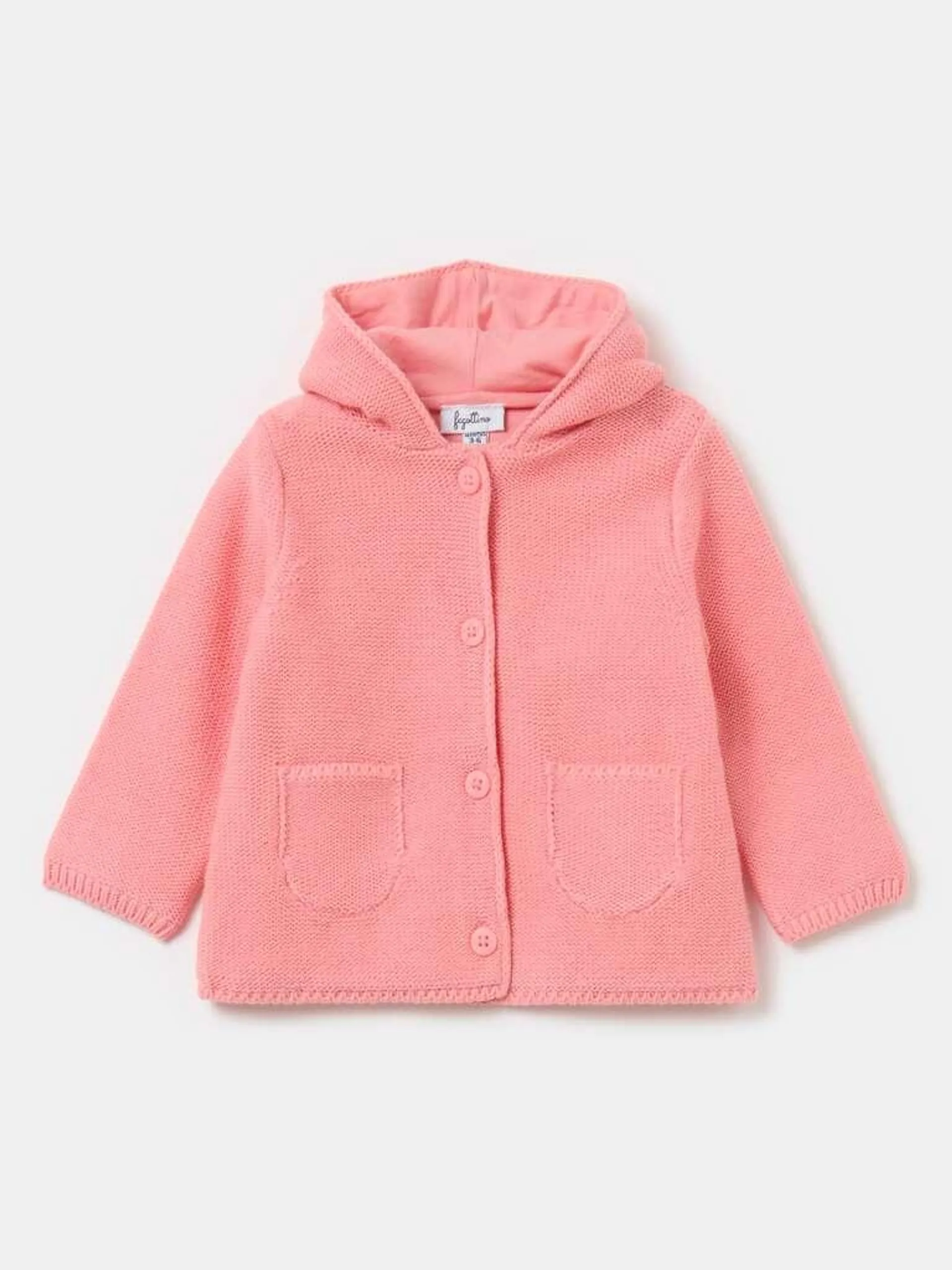 Organic cotton cardigan with hood Rose pastel