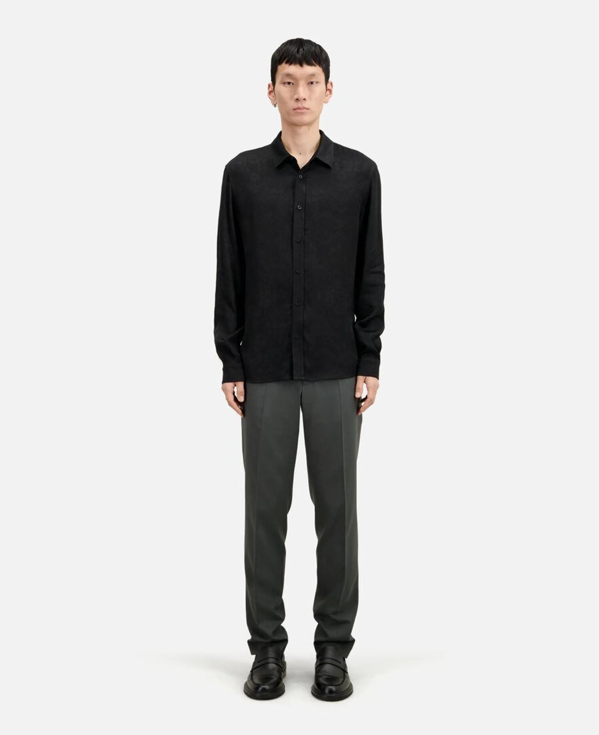 Chemise jacquard avec têtes de mort noire