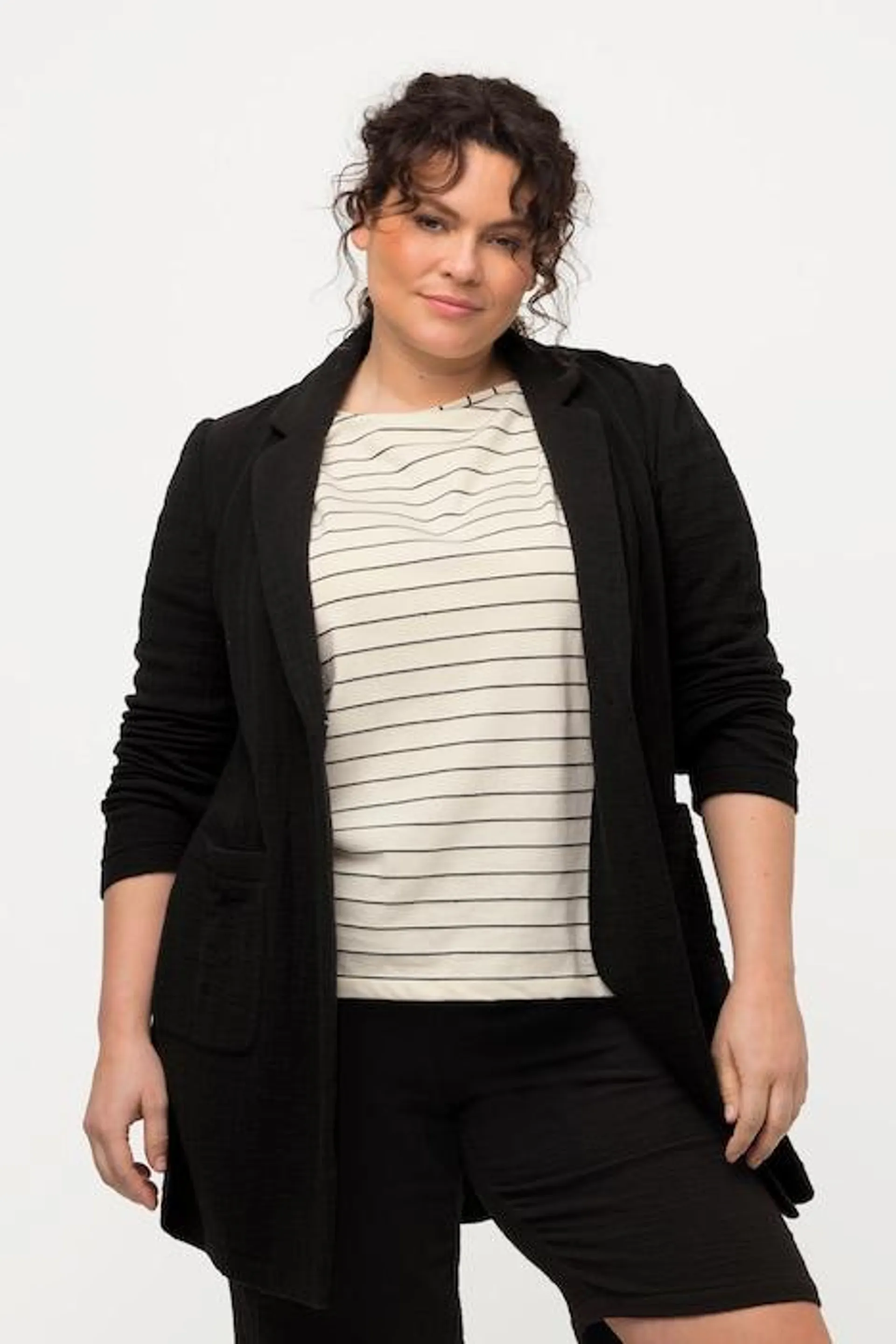 Blazer long avec col à revers, oversized, coton bio