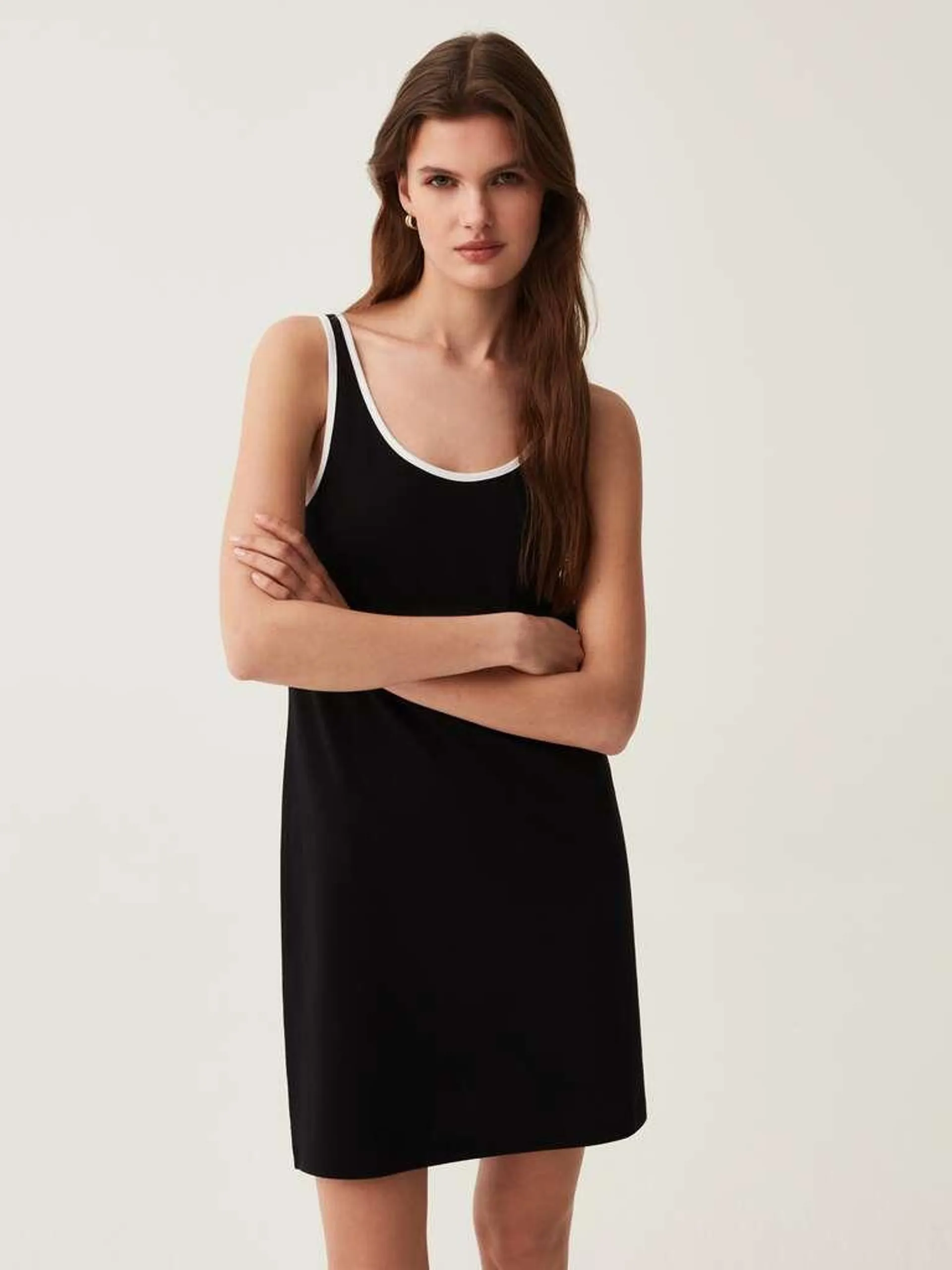 Black Sleeveless dress with contrasting colour trims