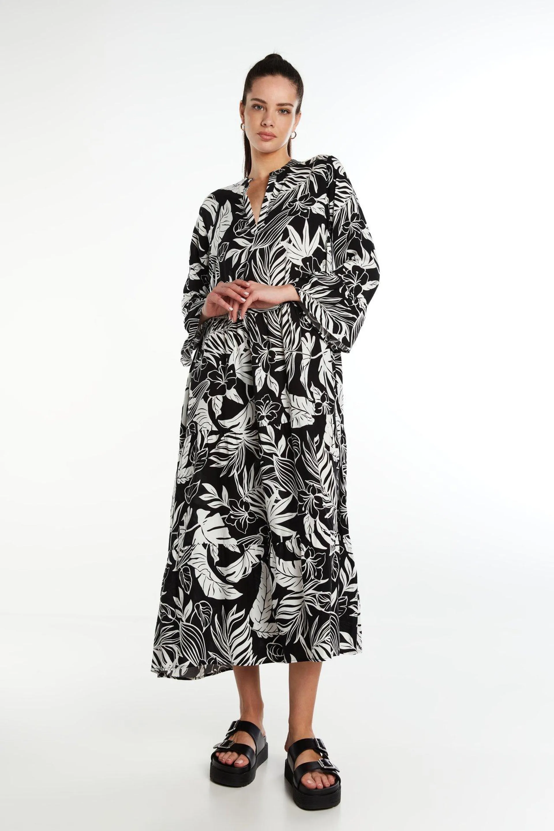 Robe maxi ample et ajustée