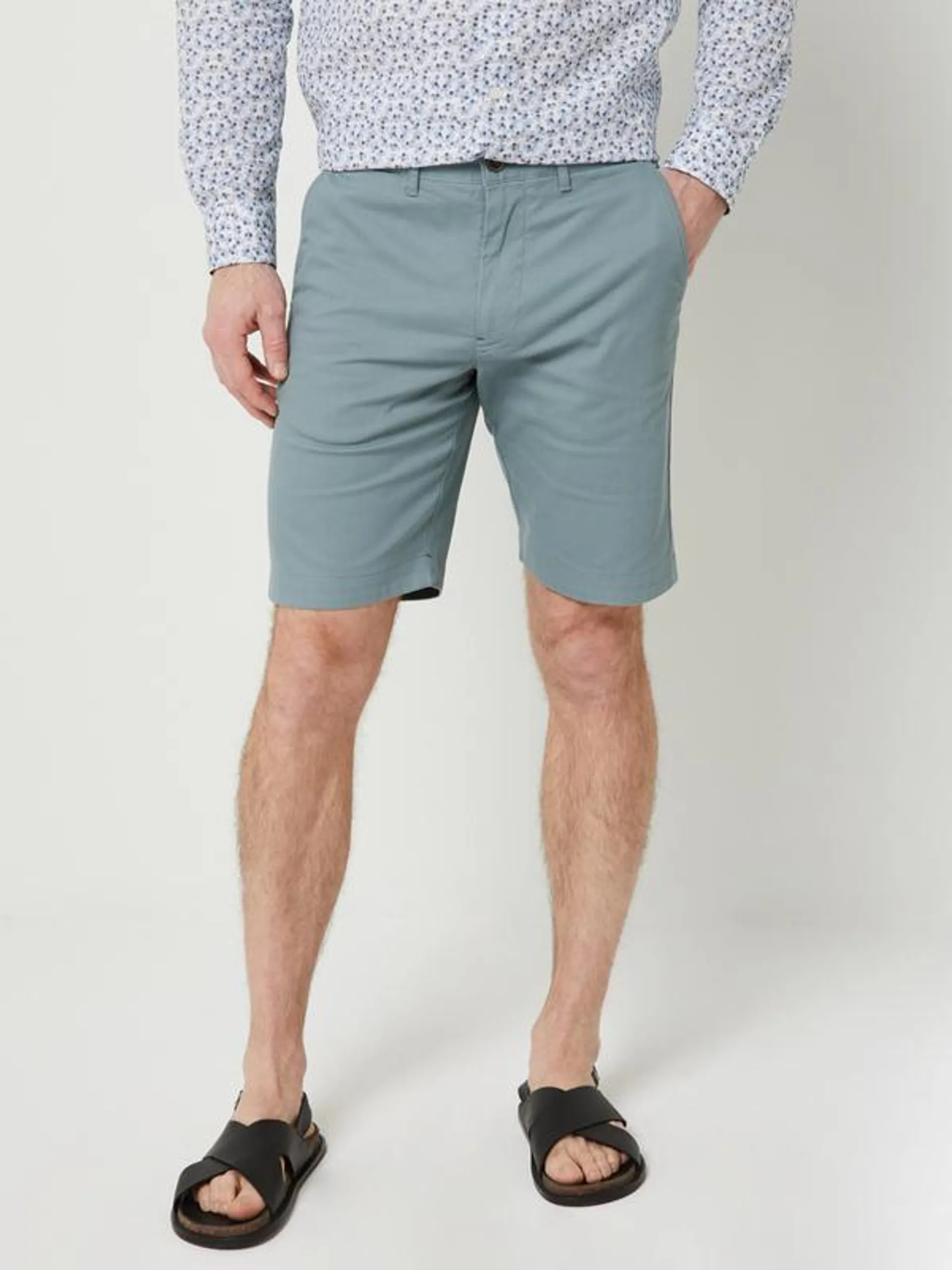 Bermuda Coupe Chino En Sergé Coton Stretch - Vert bleuté