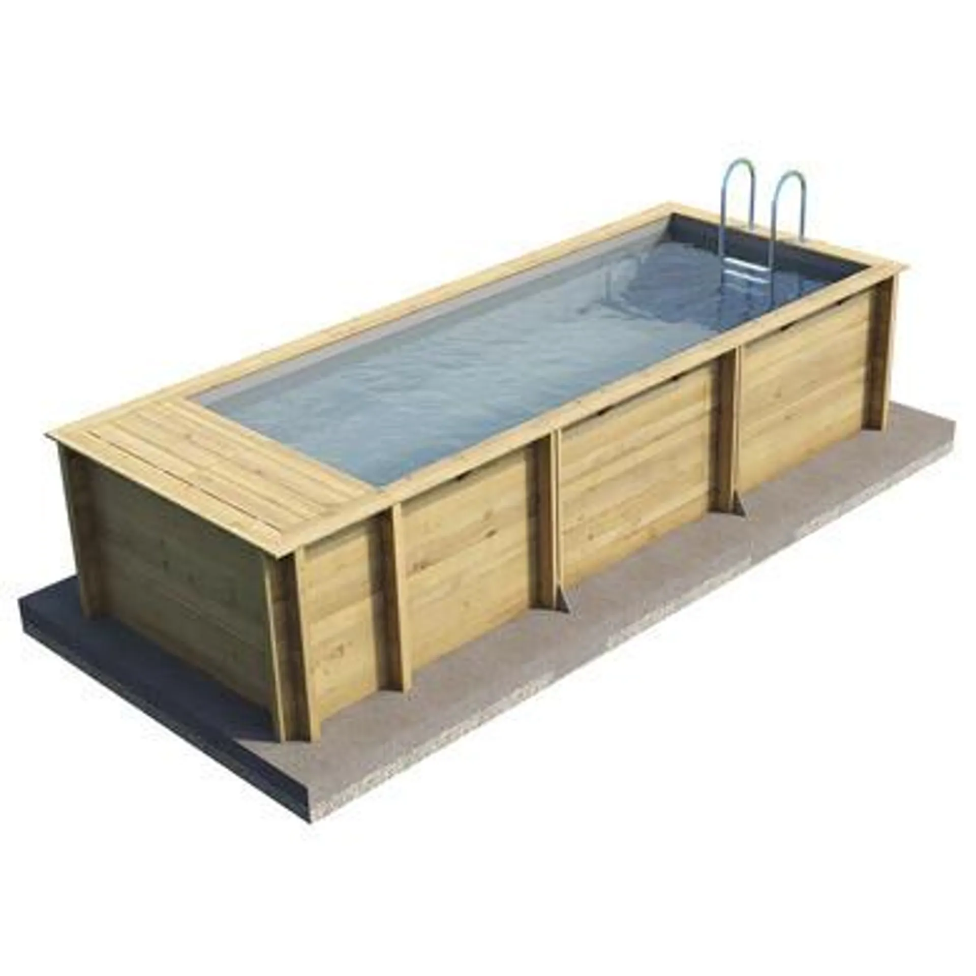 Piscine bois Pool'n Box 620 x 250 x 133 cm avec coffre intégré