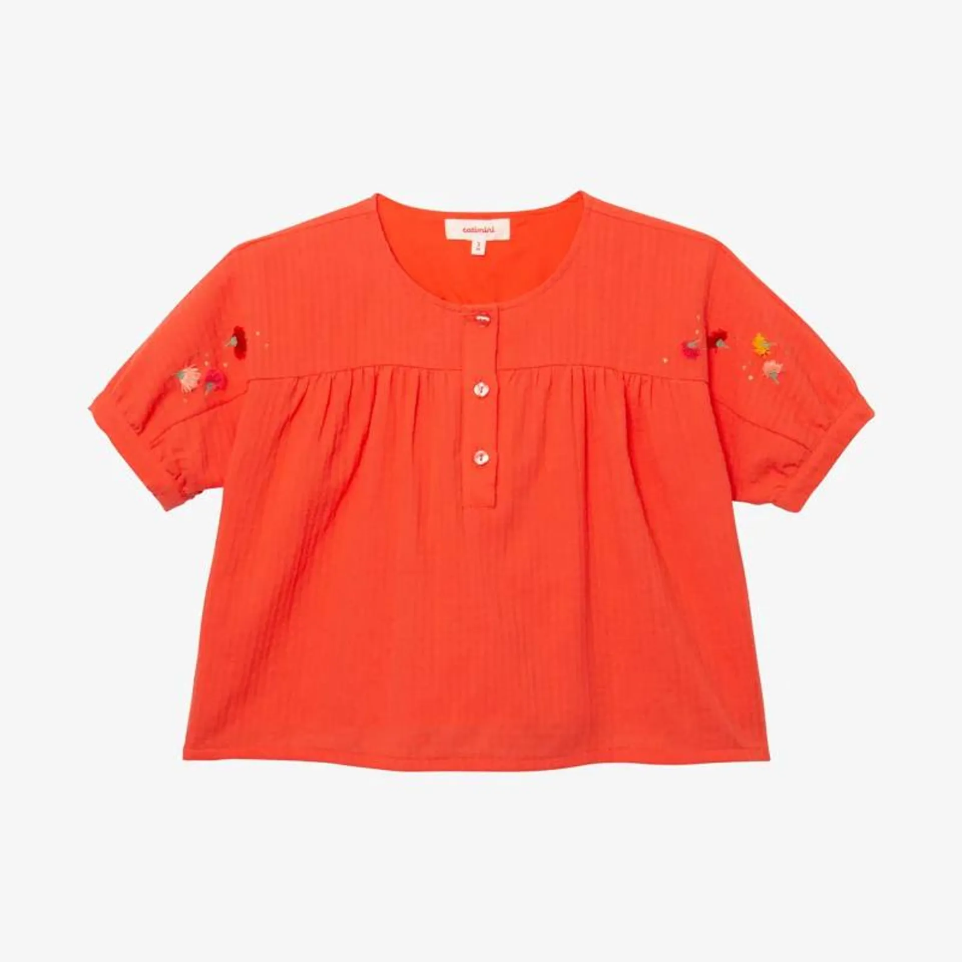 Blouse fille armurée orange brodée Catimini