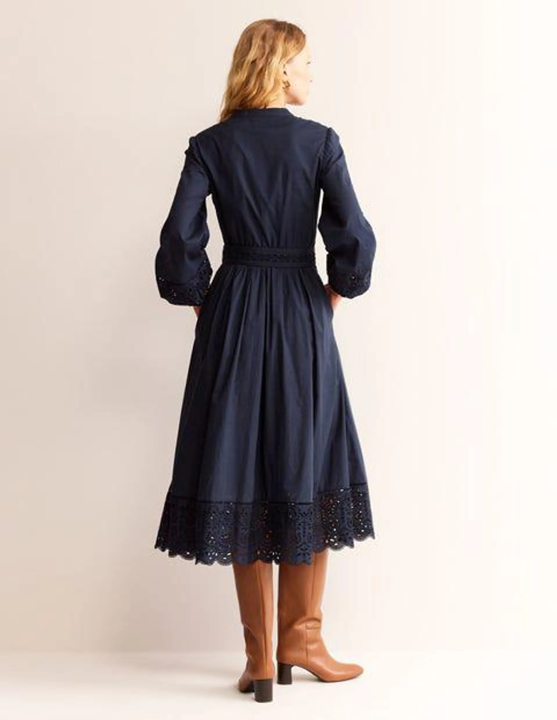 Robe midi Jen en coton et broderie anglaise