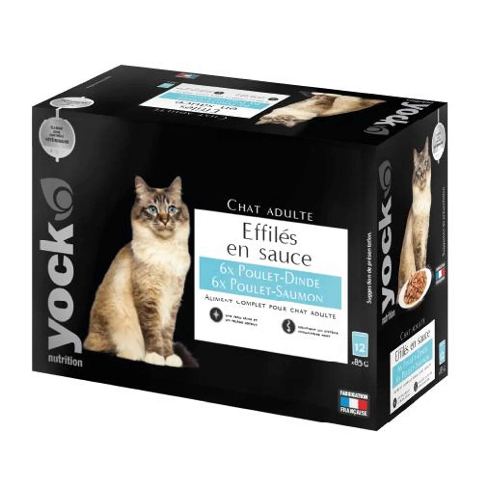 Effilés en sauce poulet et saumon pour chat adulte