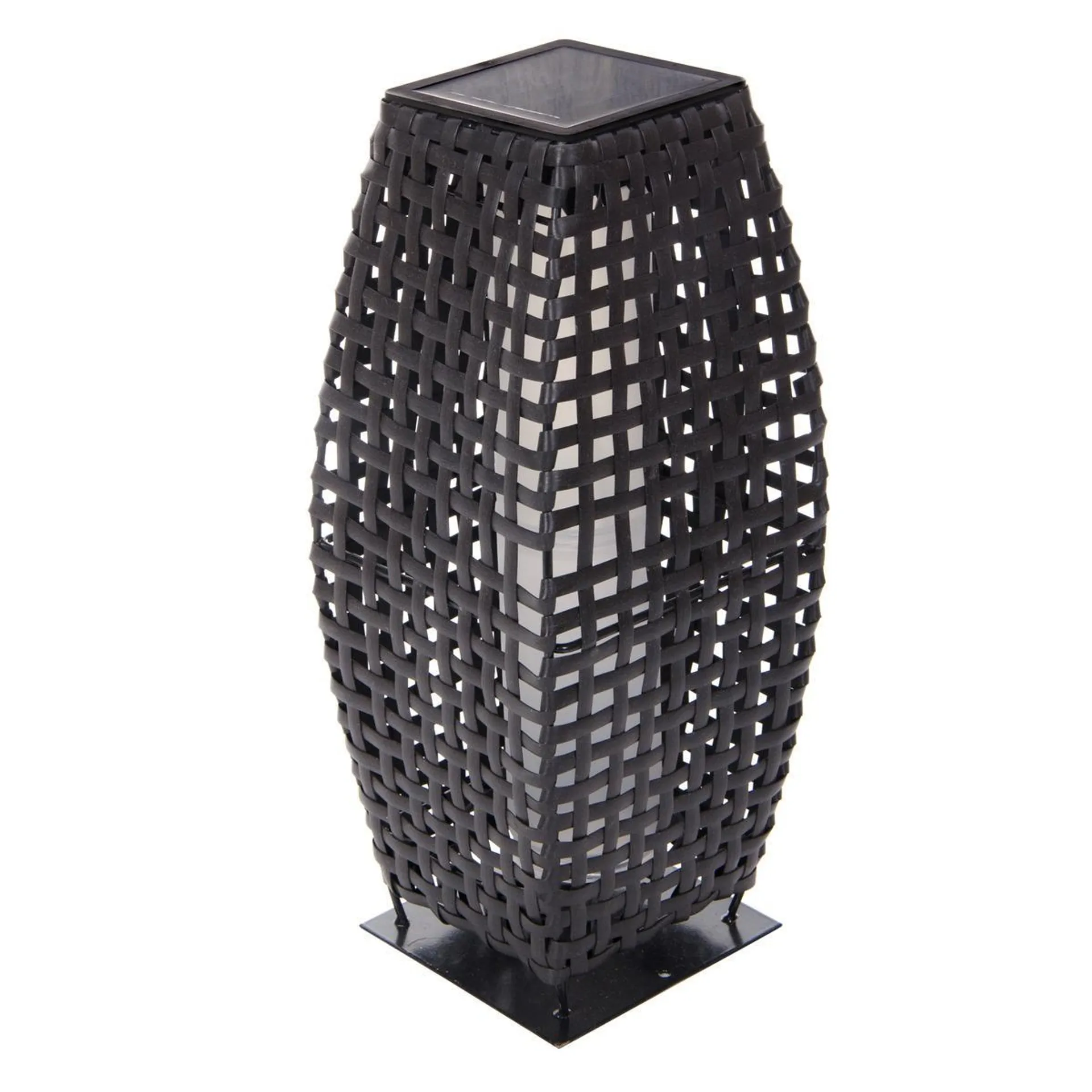 Borne solaire en rotin - 12 x 12 x H 32 cm - Noir