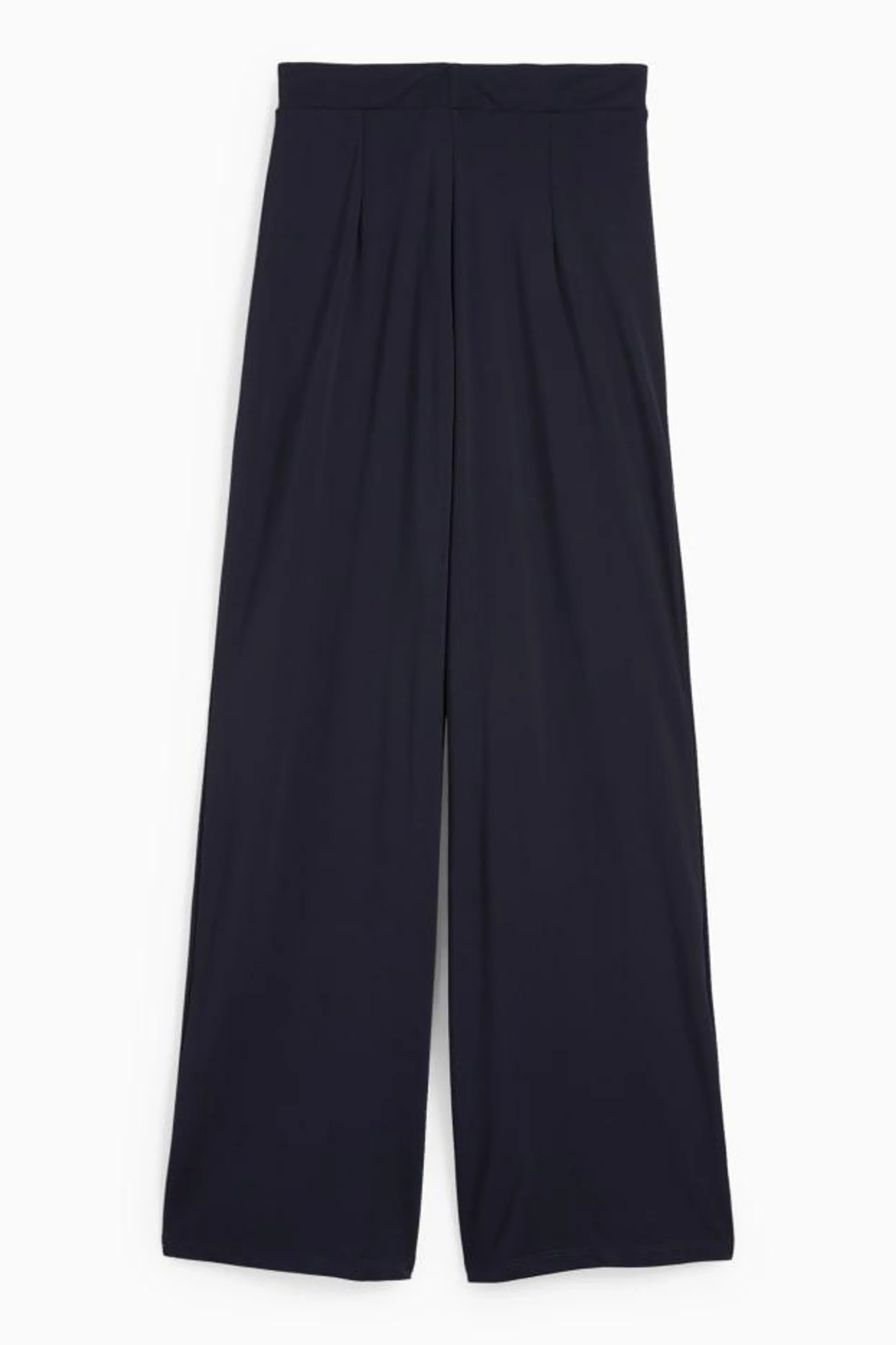 Jersey trousers - high-rise waist - wide leg