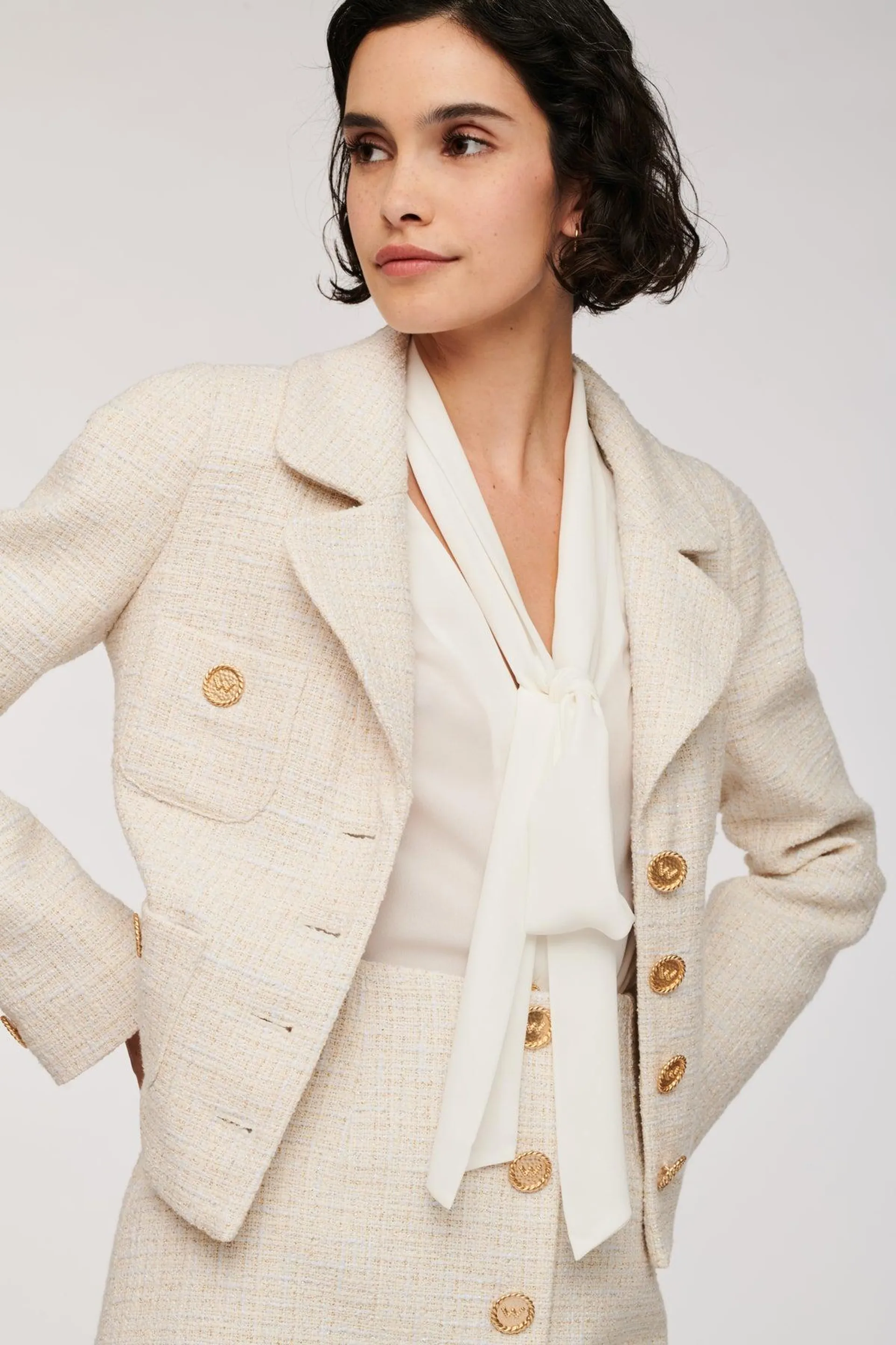 Veste courte en tweed irisé