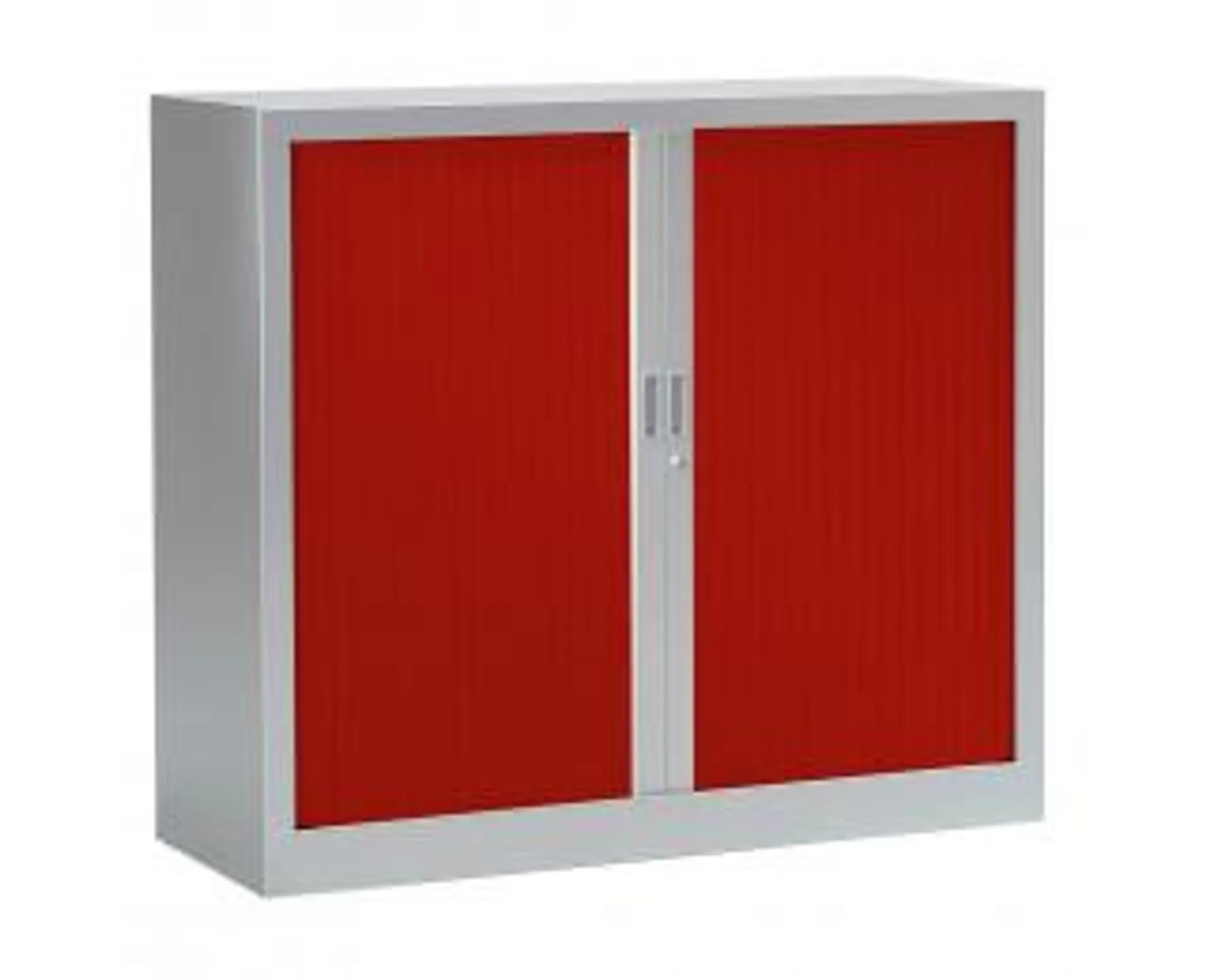 Armoire basse à rideaux monobloc L120 x H100 - PIERRE HENRY - Aluminium / Rouge