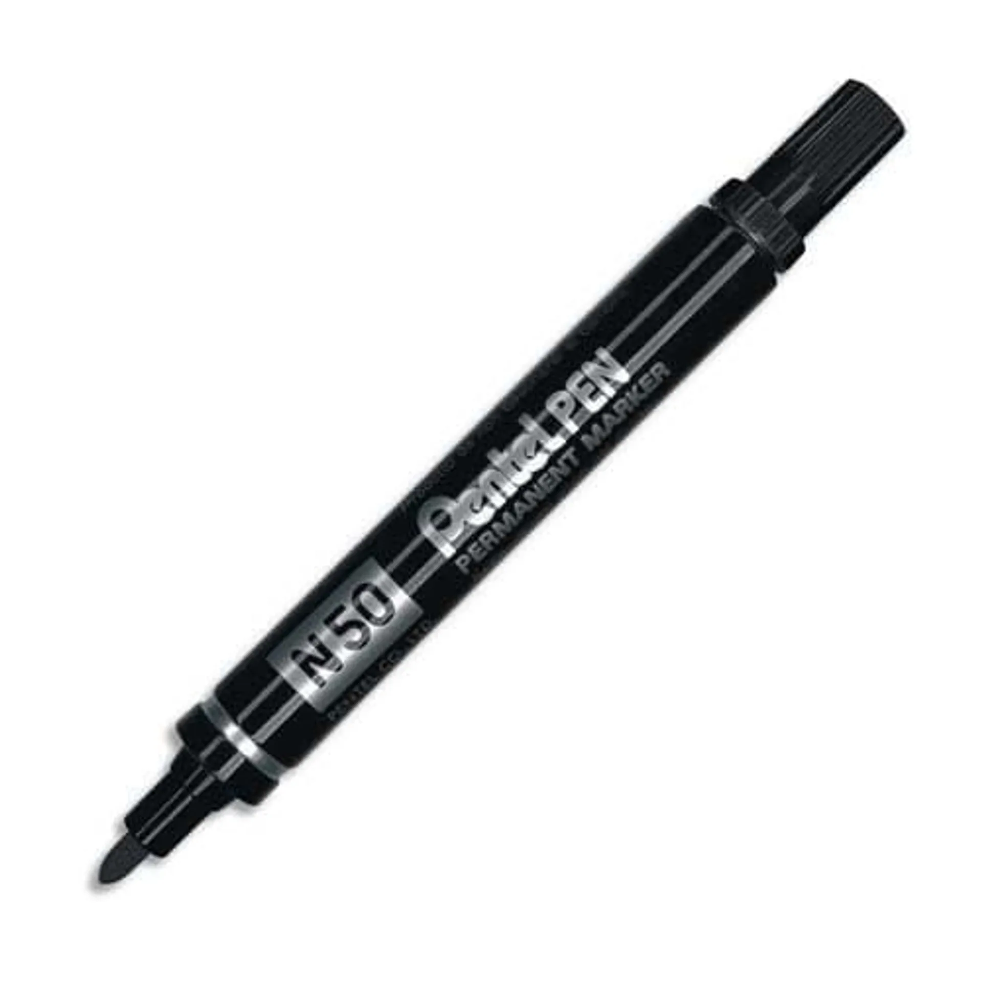 PENTEL Marqueur permanent pointe ogive corps métal encre Noire indélébile N50