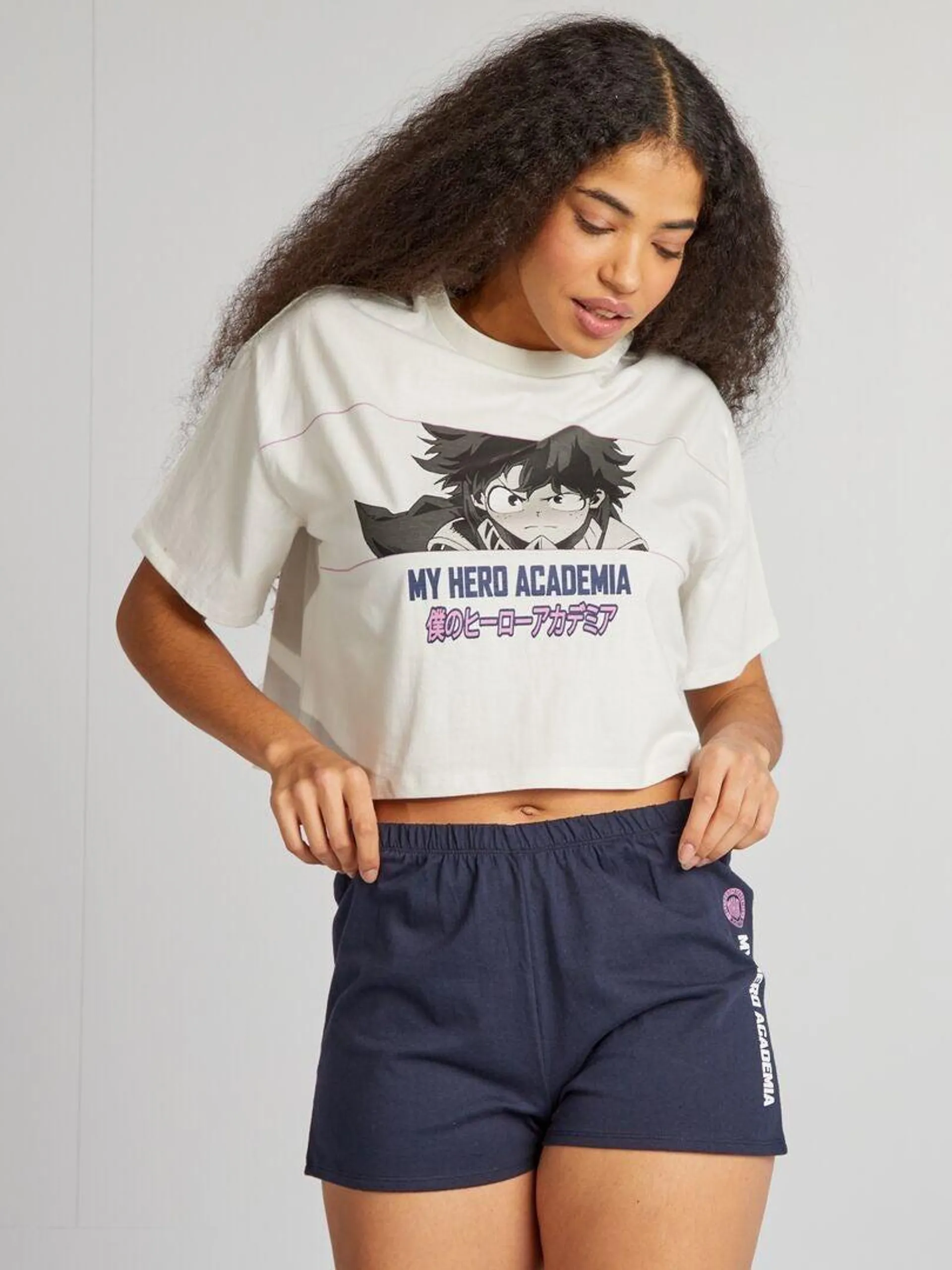 Ensemble pyjama t-shirt + short 'My Hero Academia' - 2 pièces - Beige