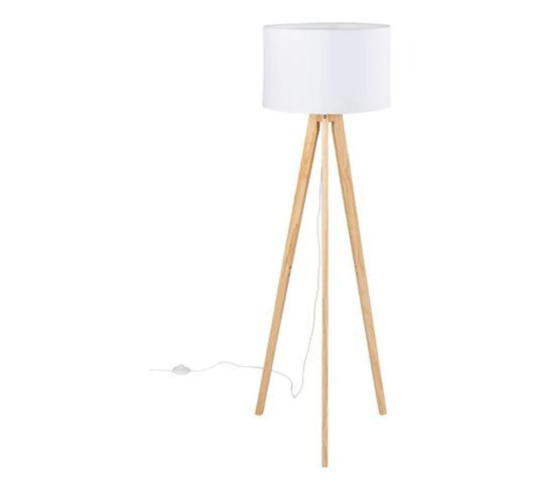 Lampadaire trépied H. 144 cm KIRSTEN Naturel et blanc