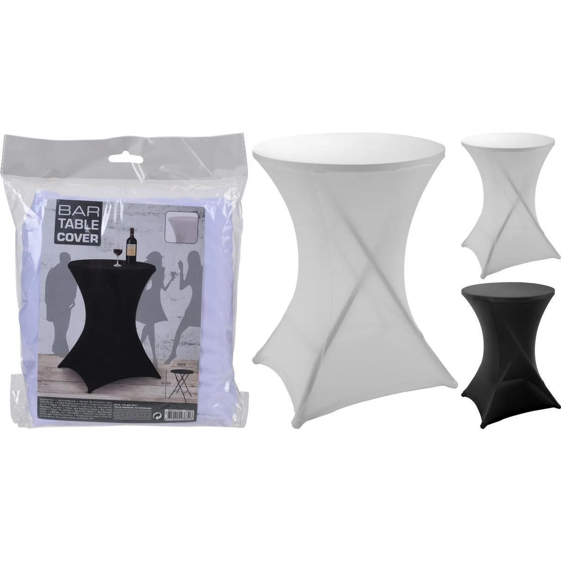 Housse pour table mange-debout - 80 x 110 cm - Noir ou blanc