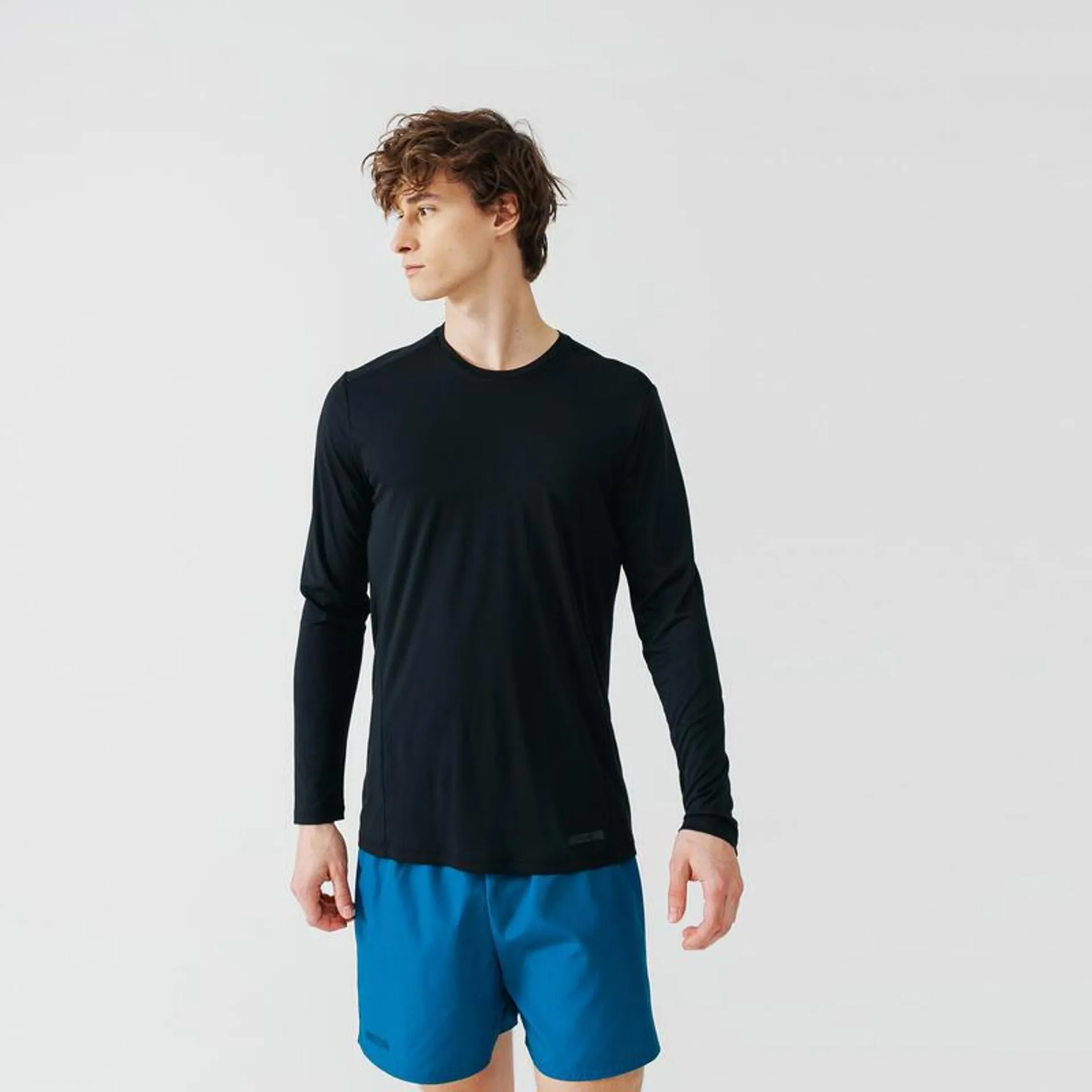 Bluză respirantă alergare jogging Sun Protect Anti-UV Negru Bărbați