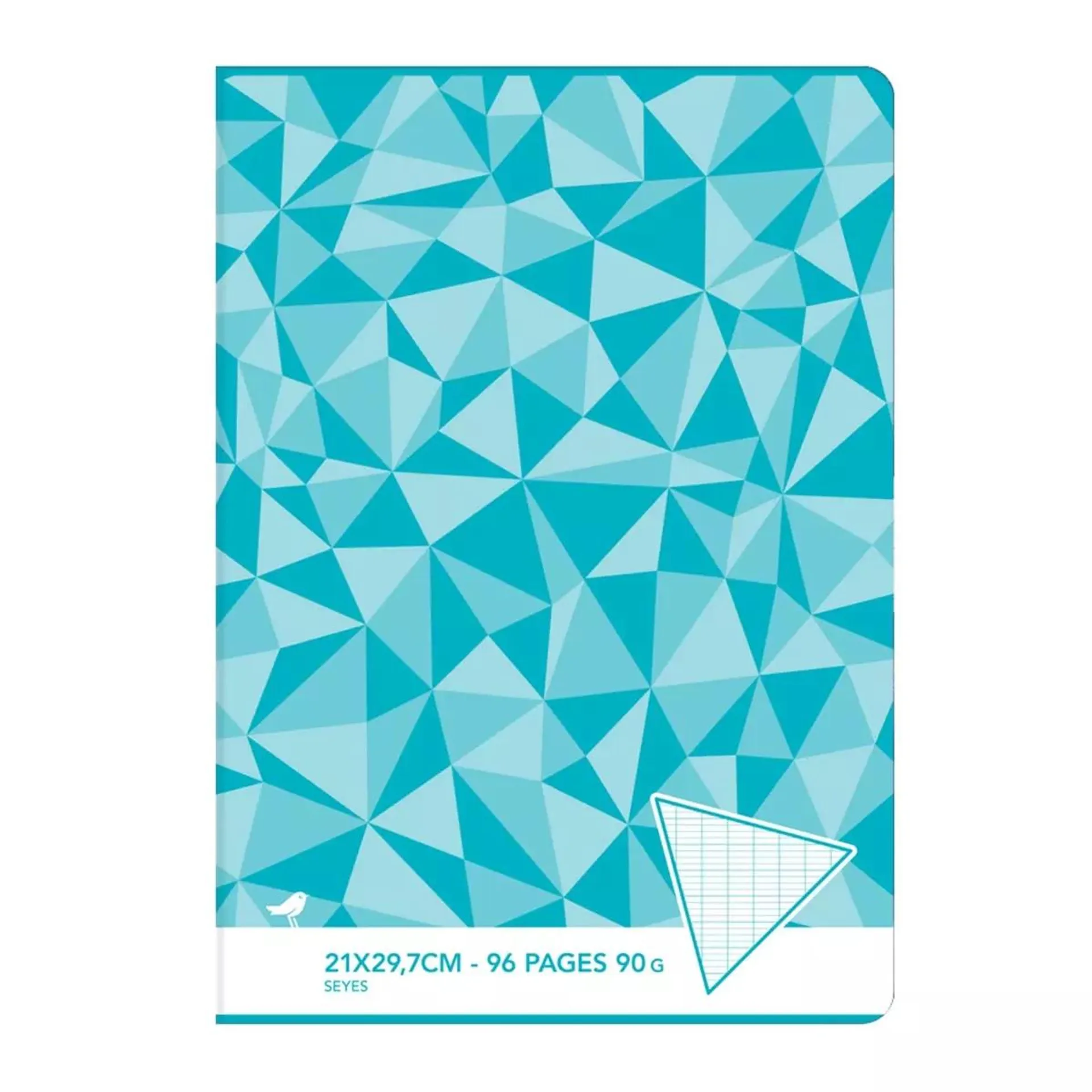 Cahier piqué 21x29,7cm 96 pages grands carreaux Seyes coloris aléatoire motif triangles