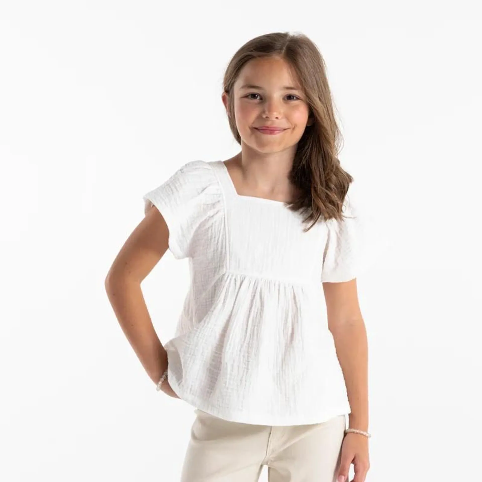 Blouse blanche gaze de coton fille