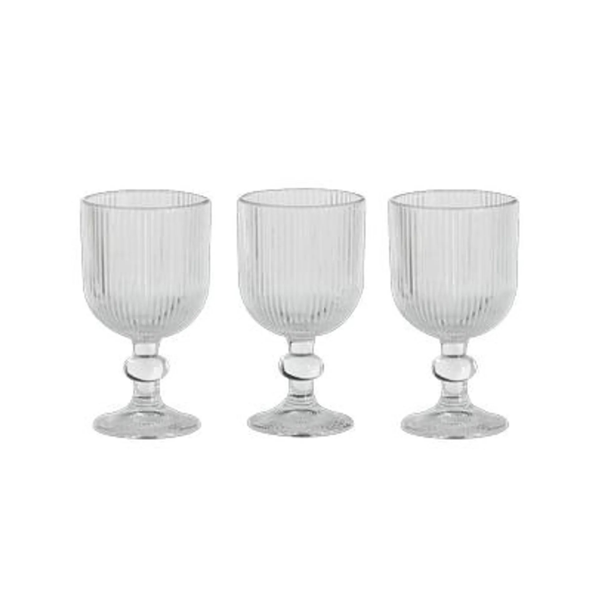 3 verres à pied stries 250ml