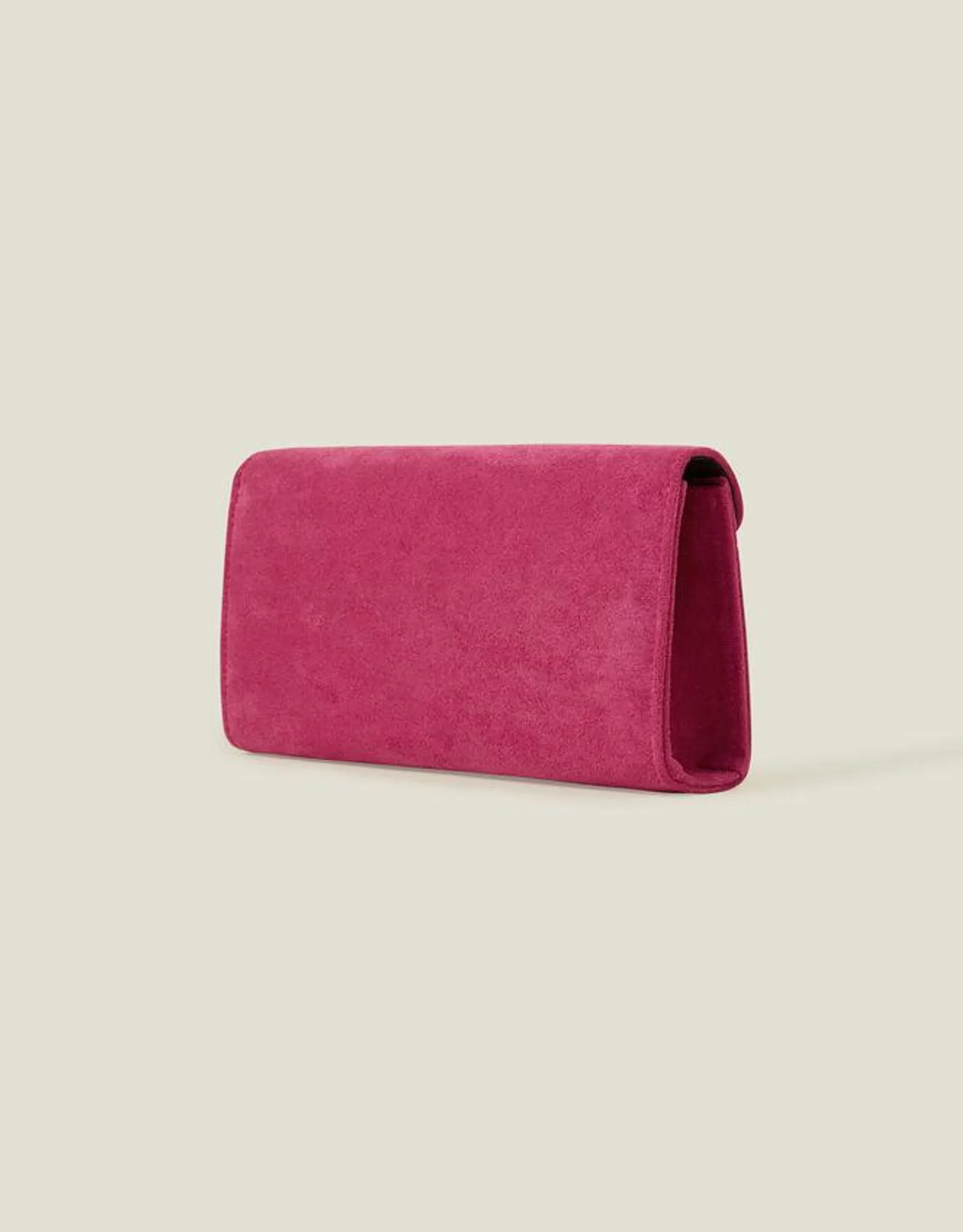 Suedette Box Clutch Bag Pink