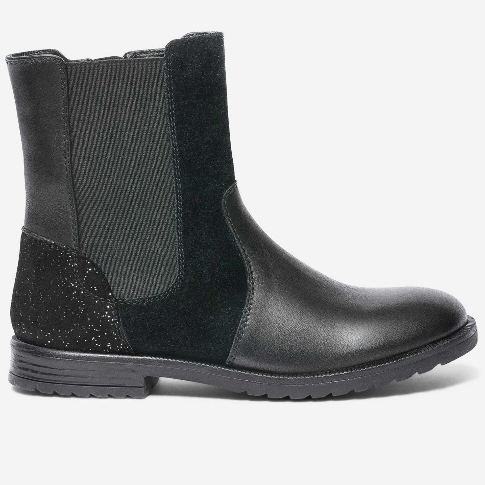 Boots noir en cuir et cuir velours