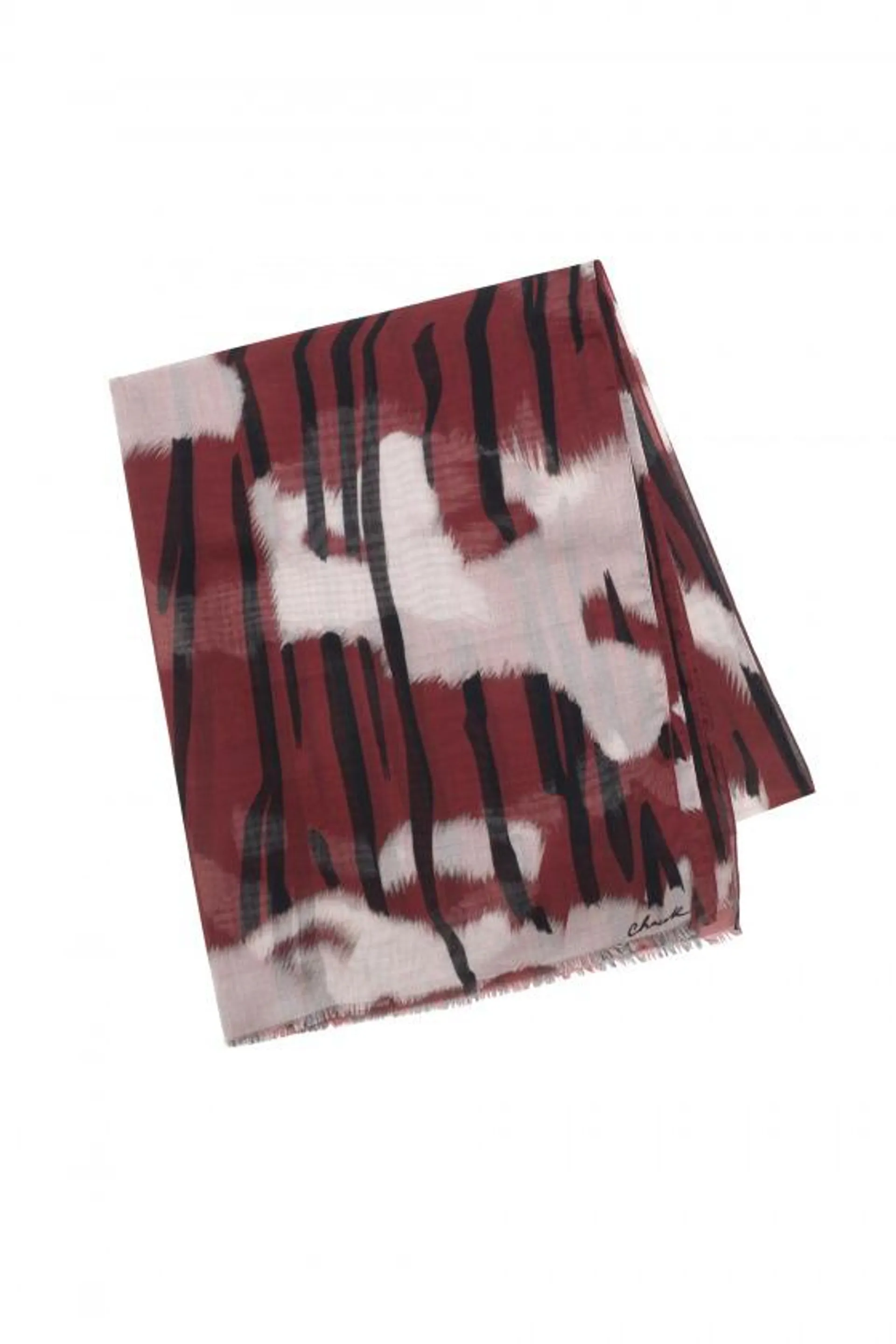 KAOLA rouge - Etole en modal et soie imprimée 70 x 212