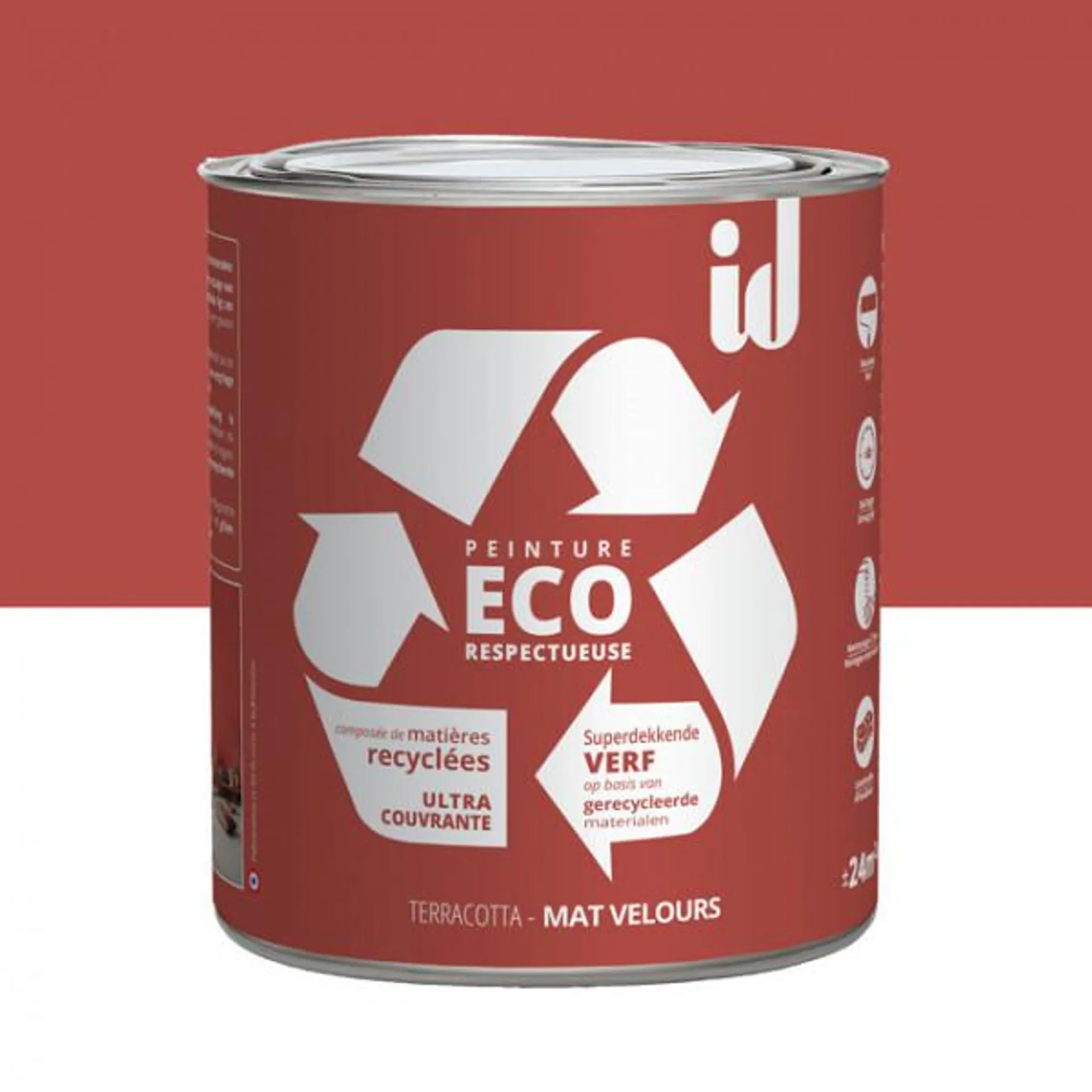 Peinture Eco responsable à base de matières recyclées terracotta mat-velours 2L