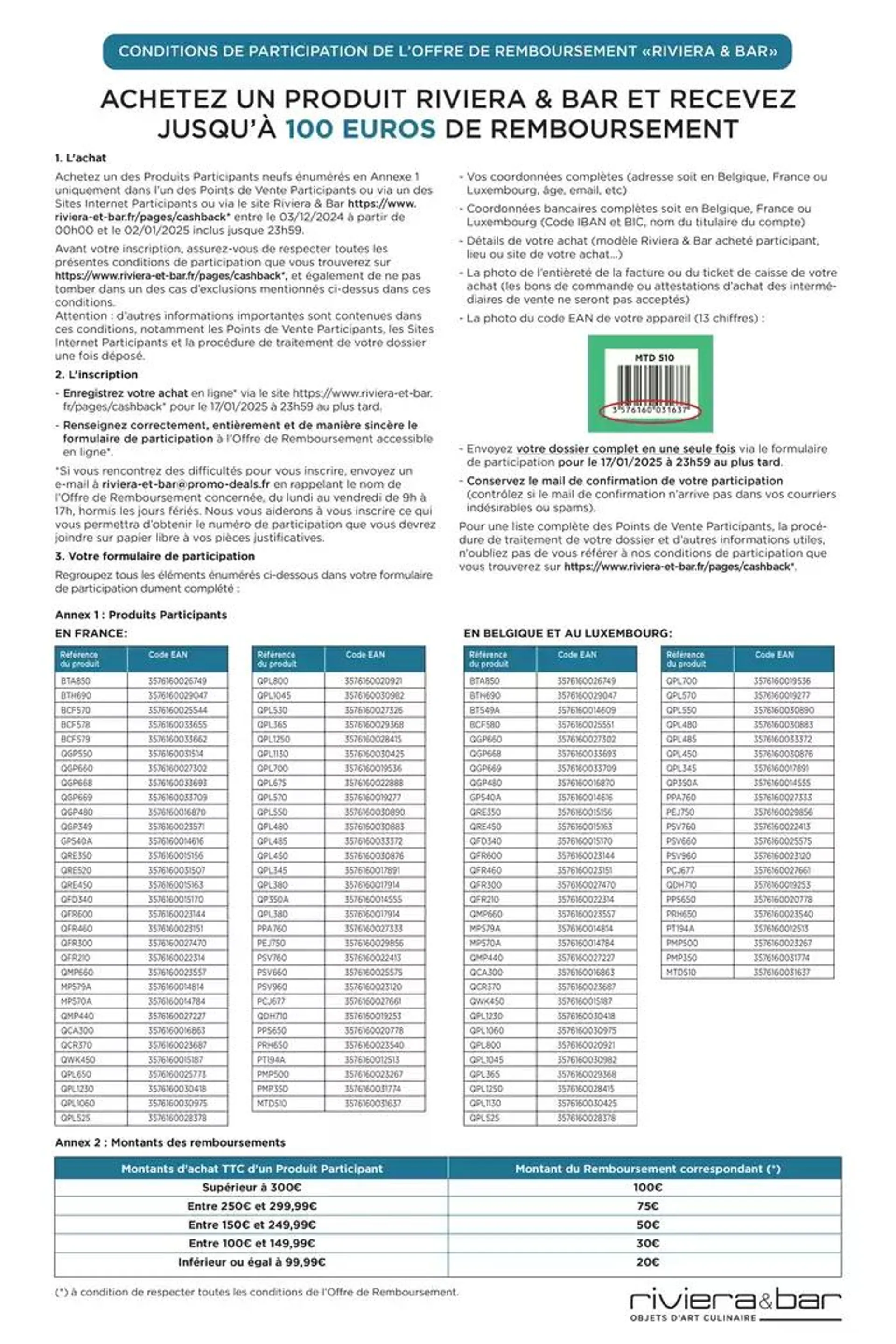 Riviera&Bar vous rembourse jusqu'à 100 € du 3 décembre au 2 janvier 2025 - Catalogue page 2