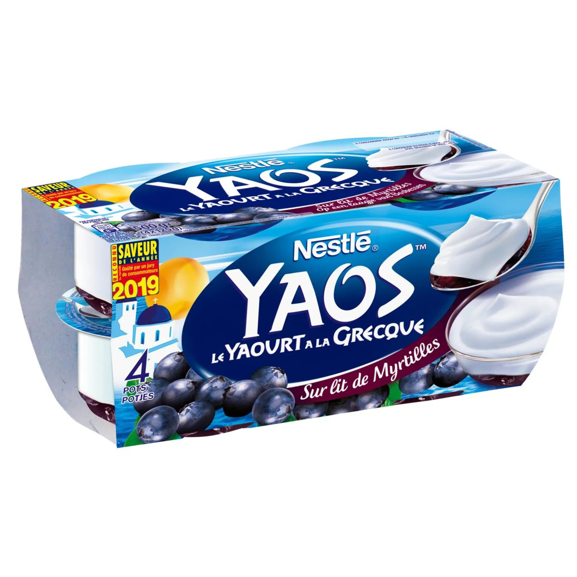 YAOS Yaourt à la grecque sur lit de myrtilles 4x150g