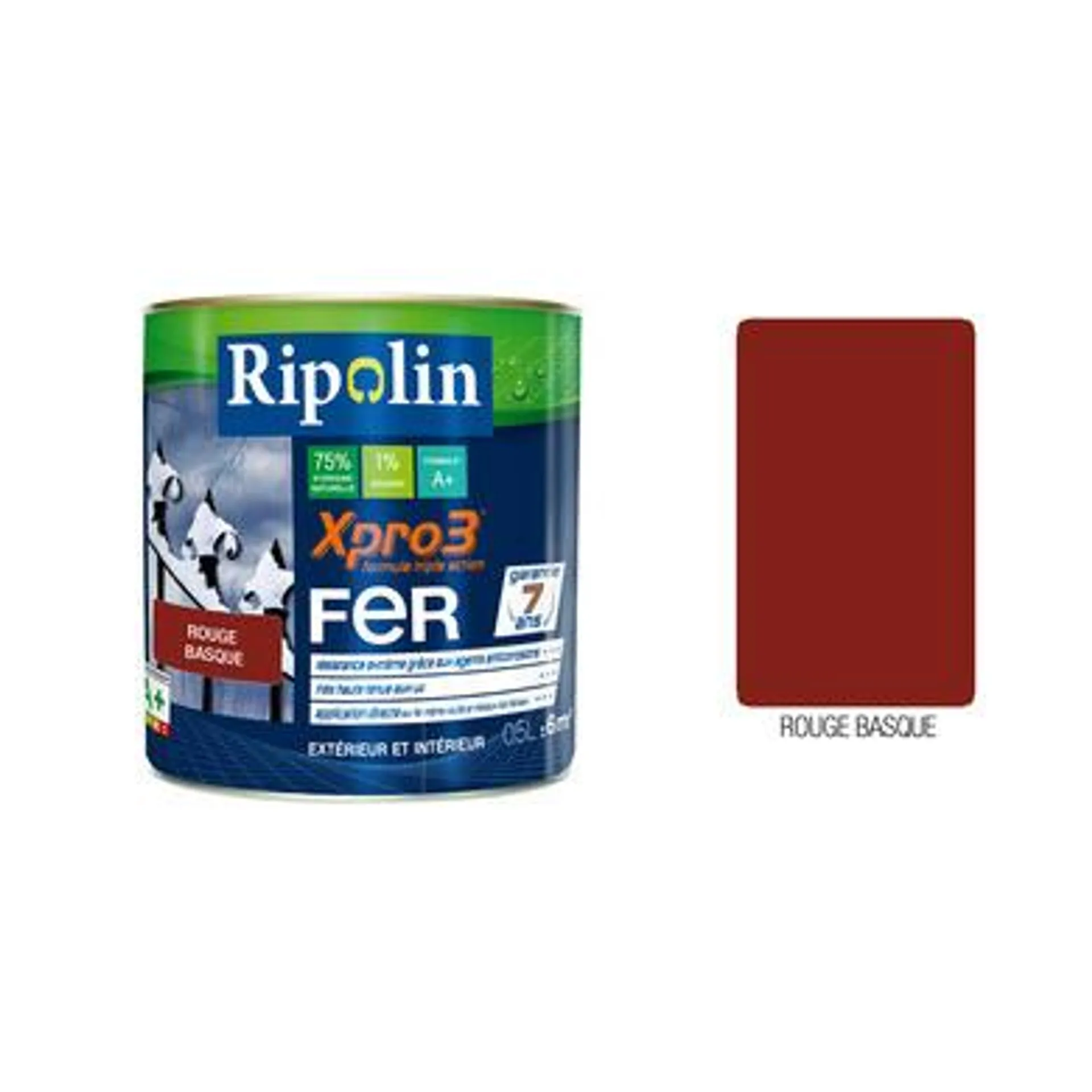 Peinture fer - 0.5L - Rouge basque - RIPOLIN