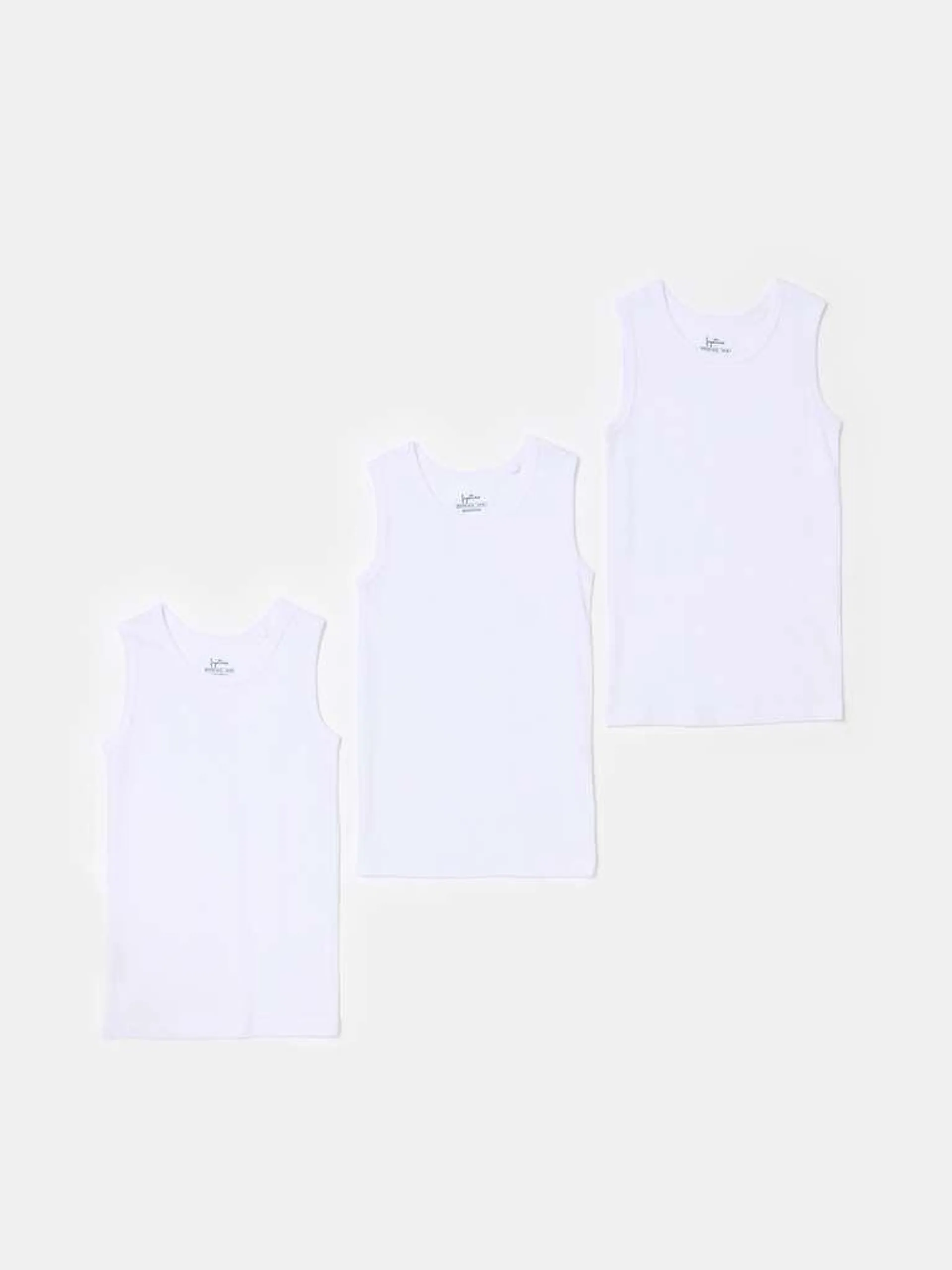 Three-pack racerback vests in organic cotton Blanc optique