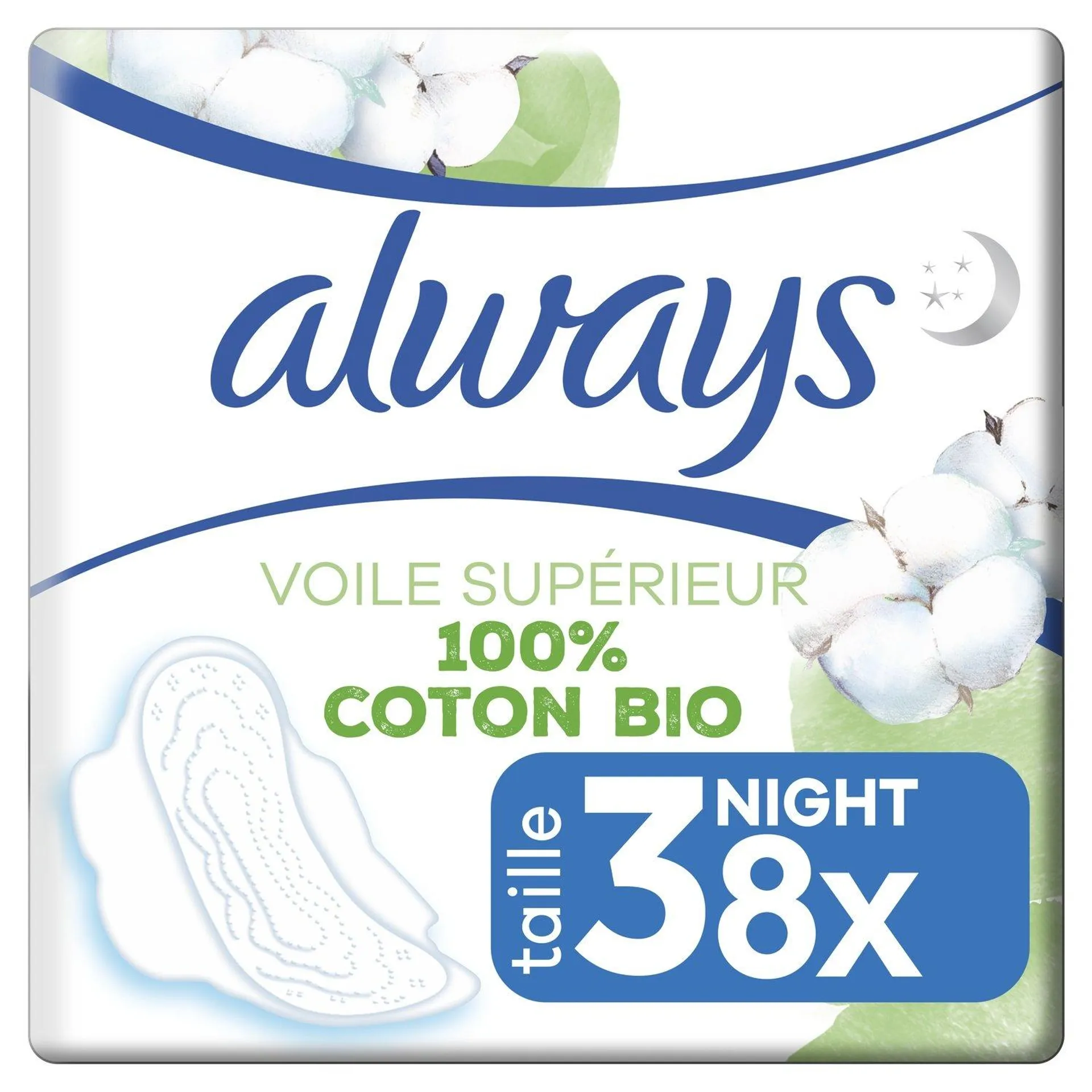 Serviette Hygiénique avec Ailettes Coton bBo Protection Ultra Nuit Taille 3 ALWAYS