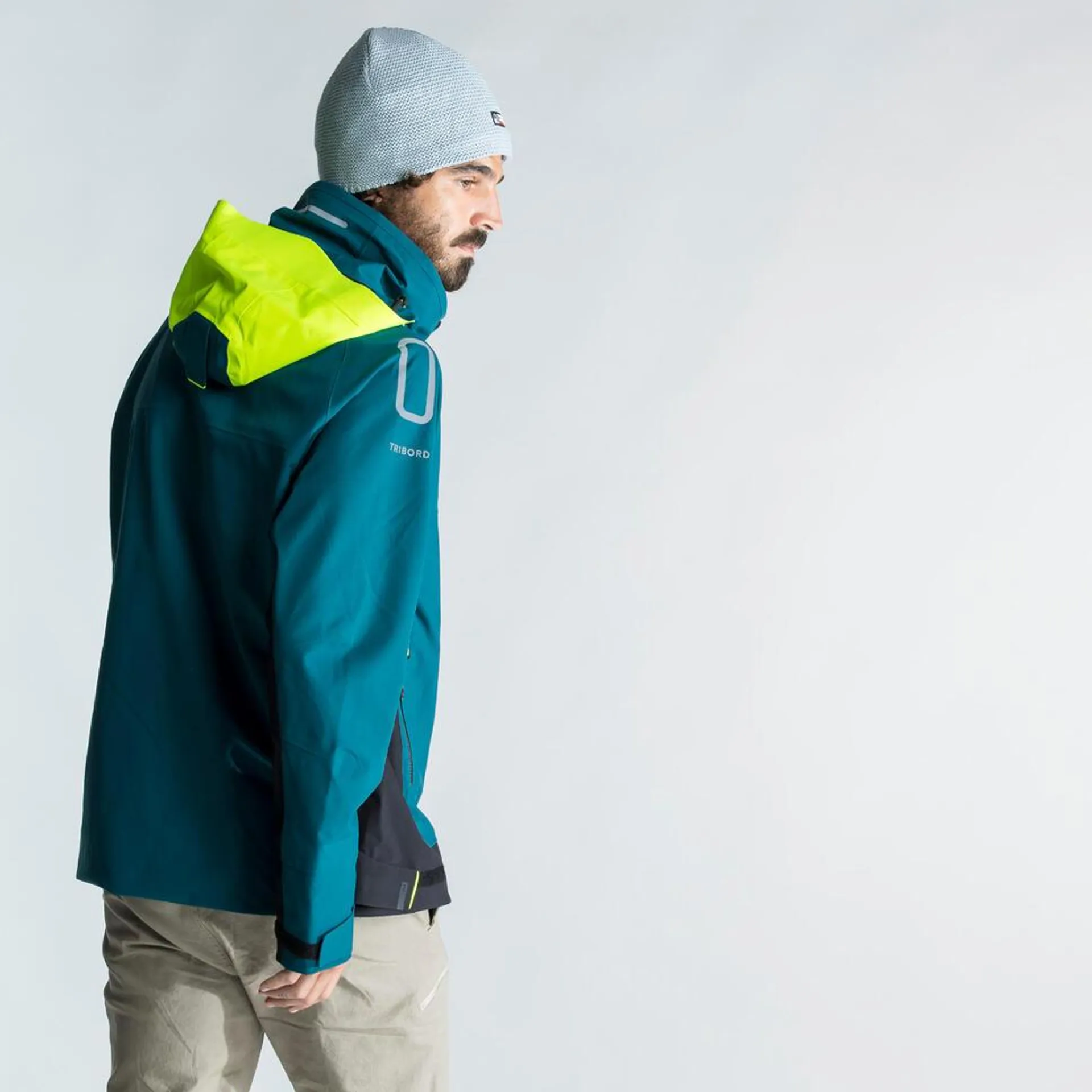 Blouson de voile - veste de pluie Sailing 500 Homme Pétrole jaune