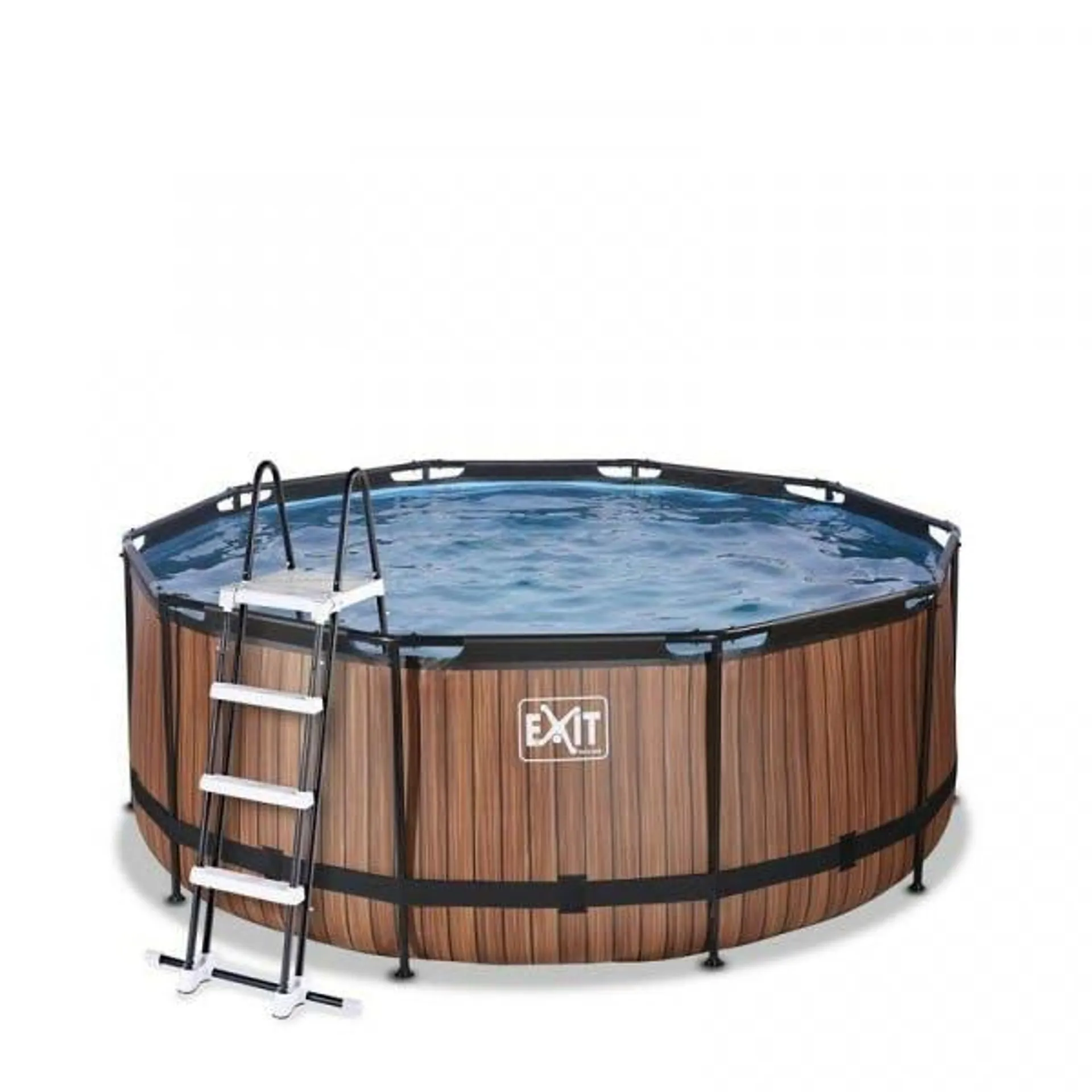 Piscine Exit Wood ø360x122cm Avec Pompe Filtrante - Marron