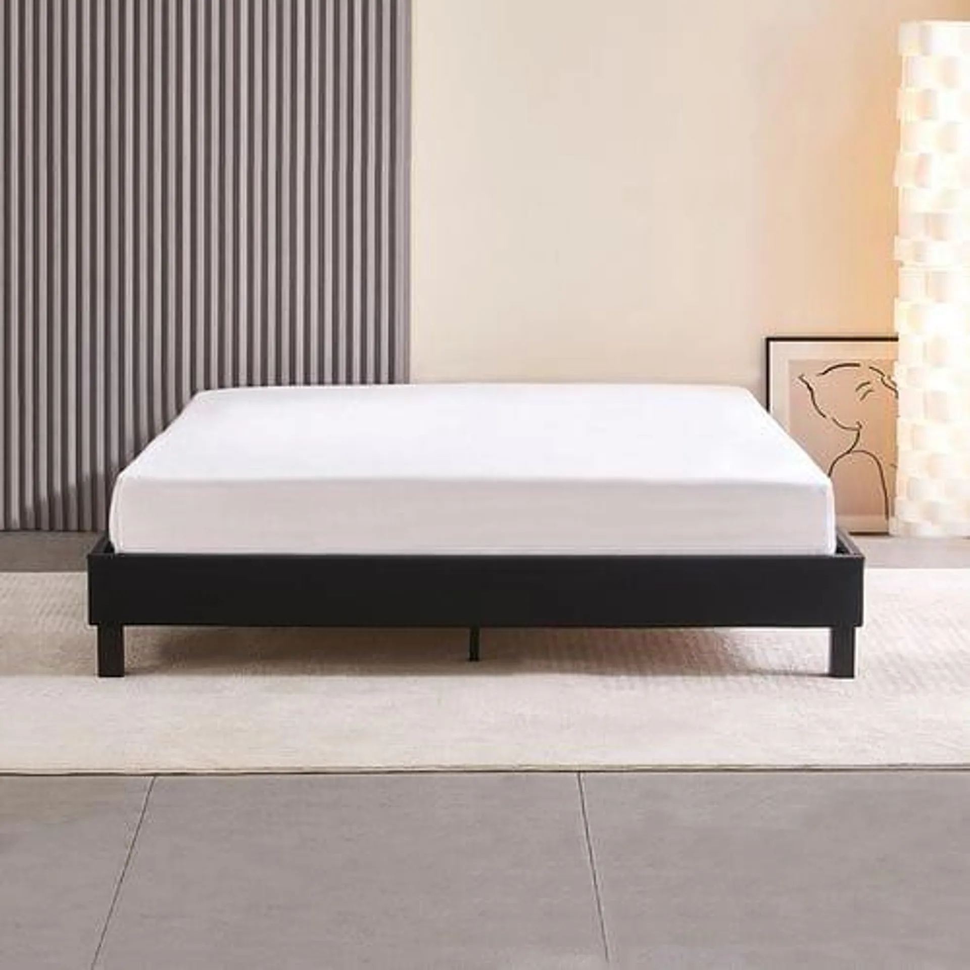 DESIGNETSAMAISON Lit Design Noir Avec Sommier 140x190 Cm - Nocta