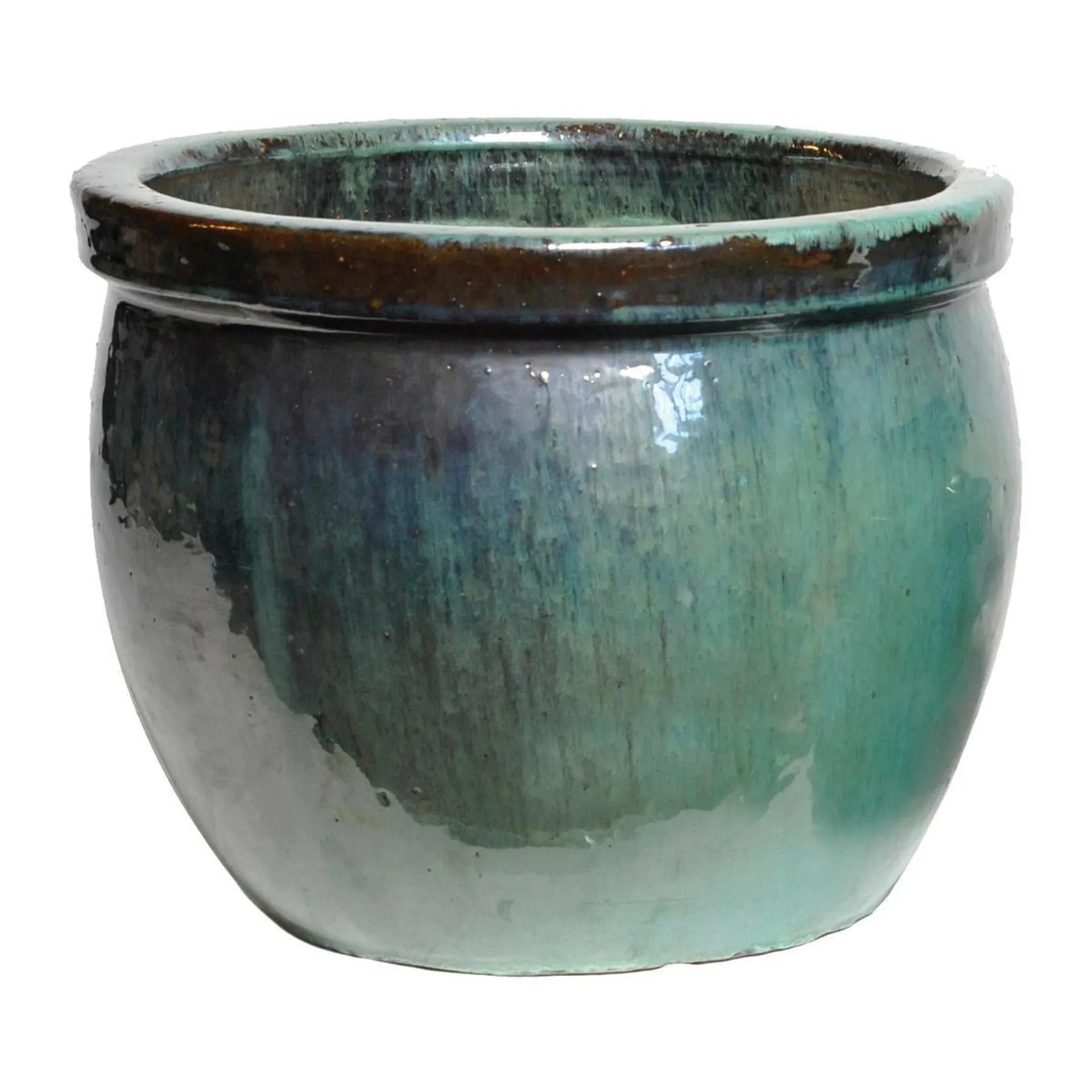 Pot en terre cuite émaillée - Ø 38 cm H 31 cm - Vert - MOOREA