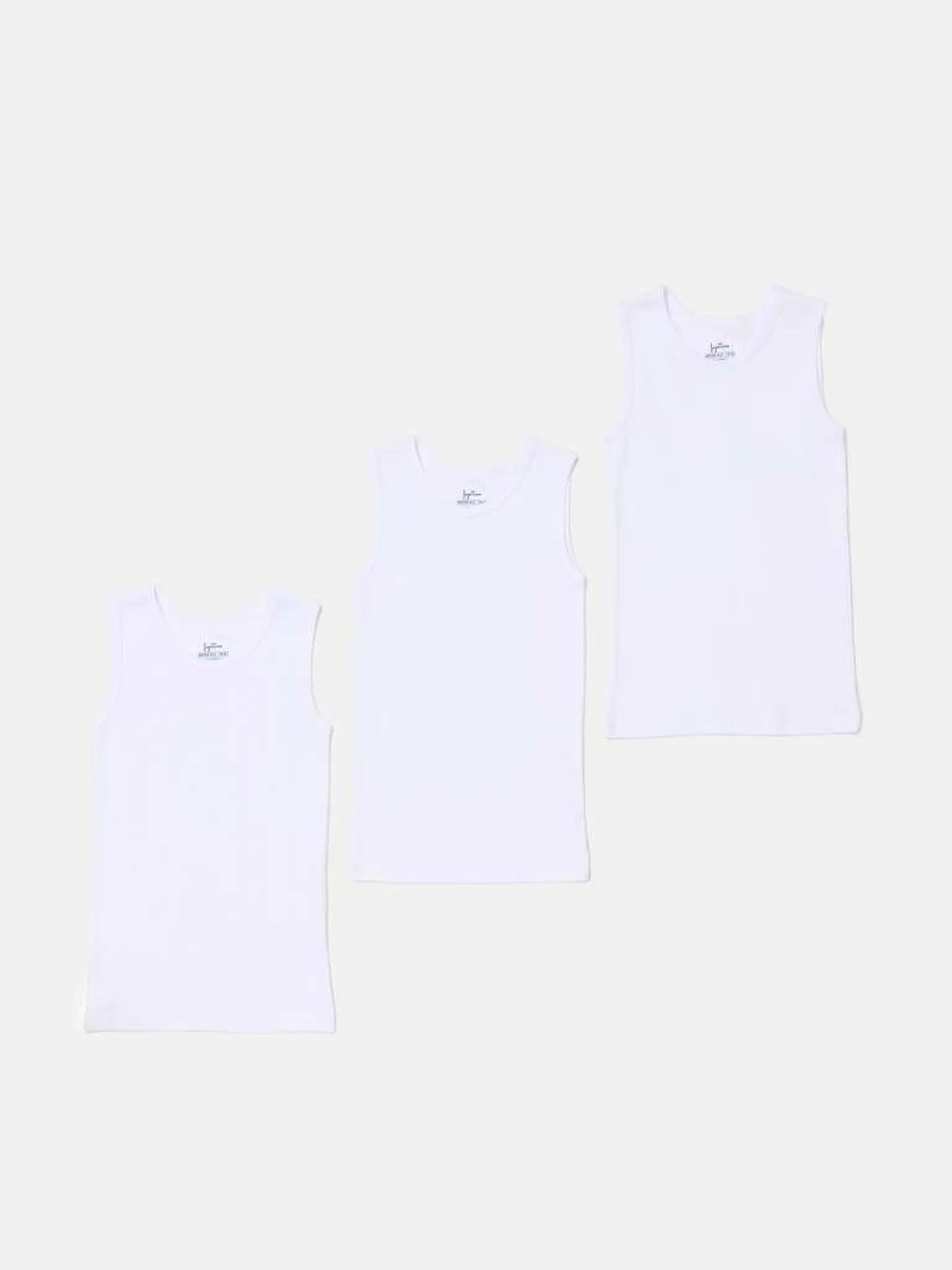 Three-pack racerback vests in organic cotton Blanc optique