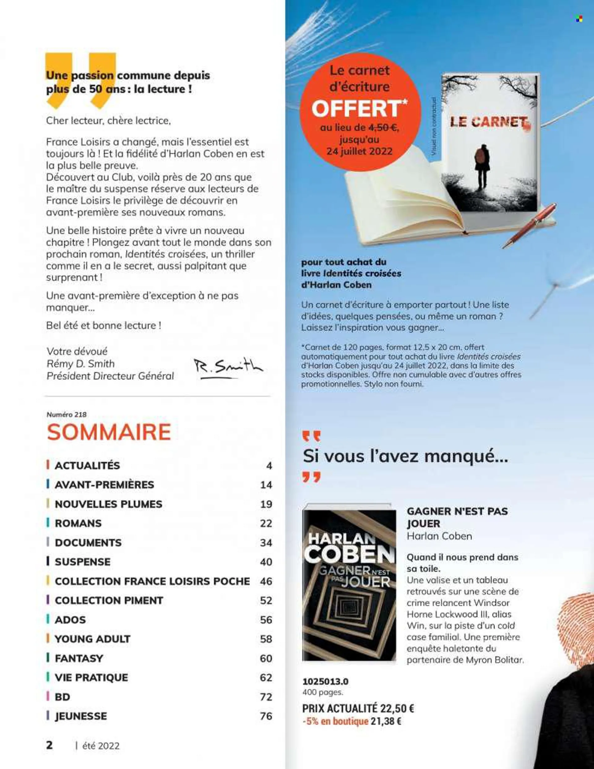 Catalogue France Loisirs. Page 2.