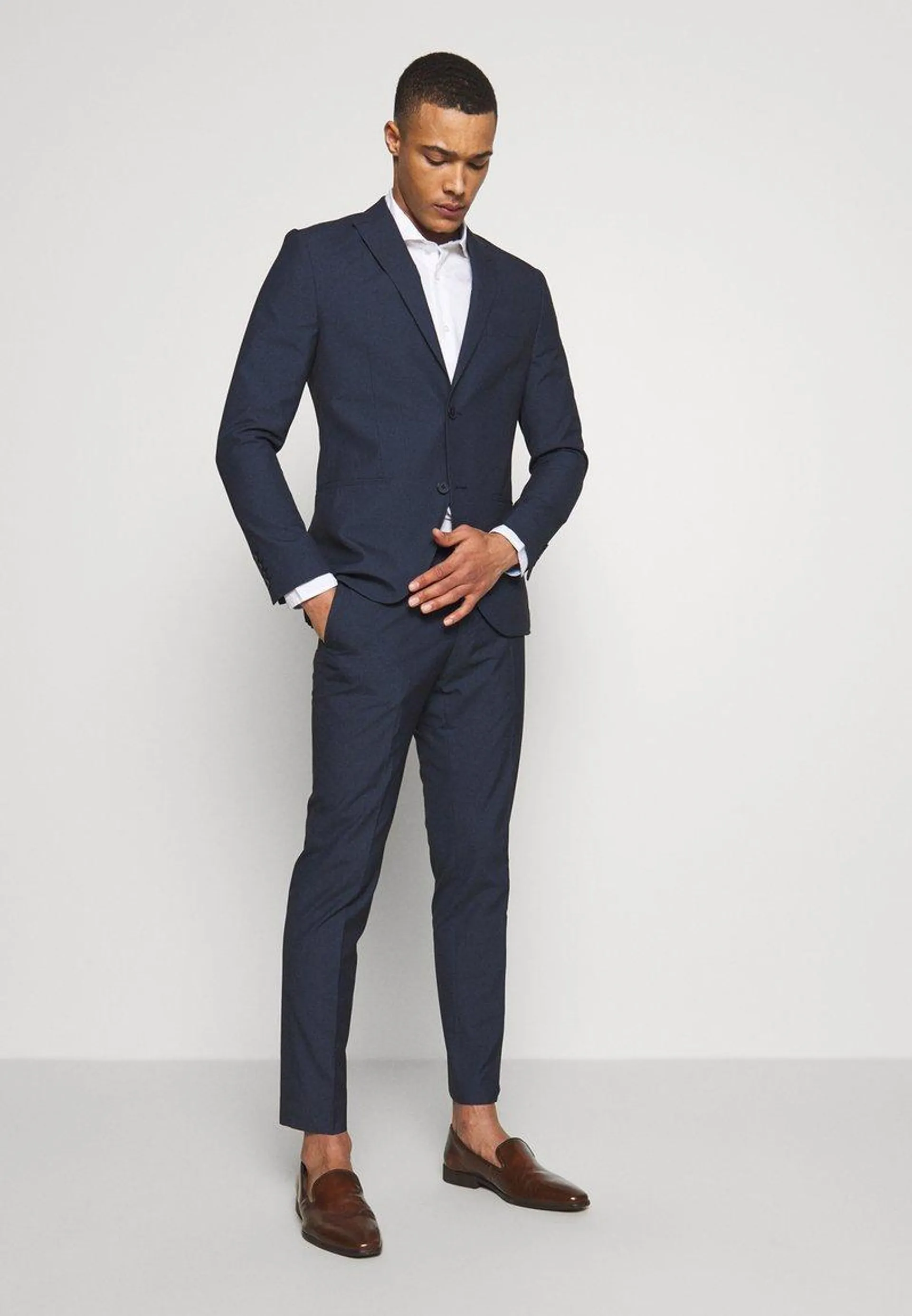 RECYCLED TEXTURE SLIM FIT - Suit - blue