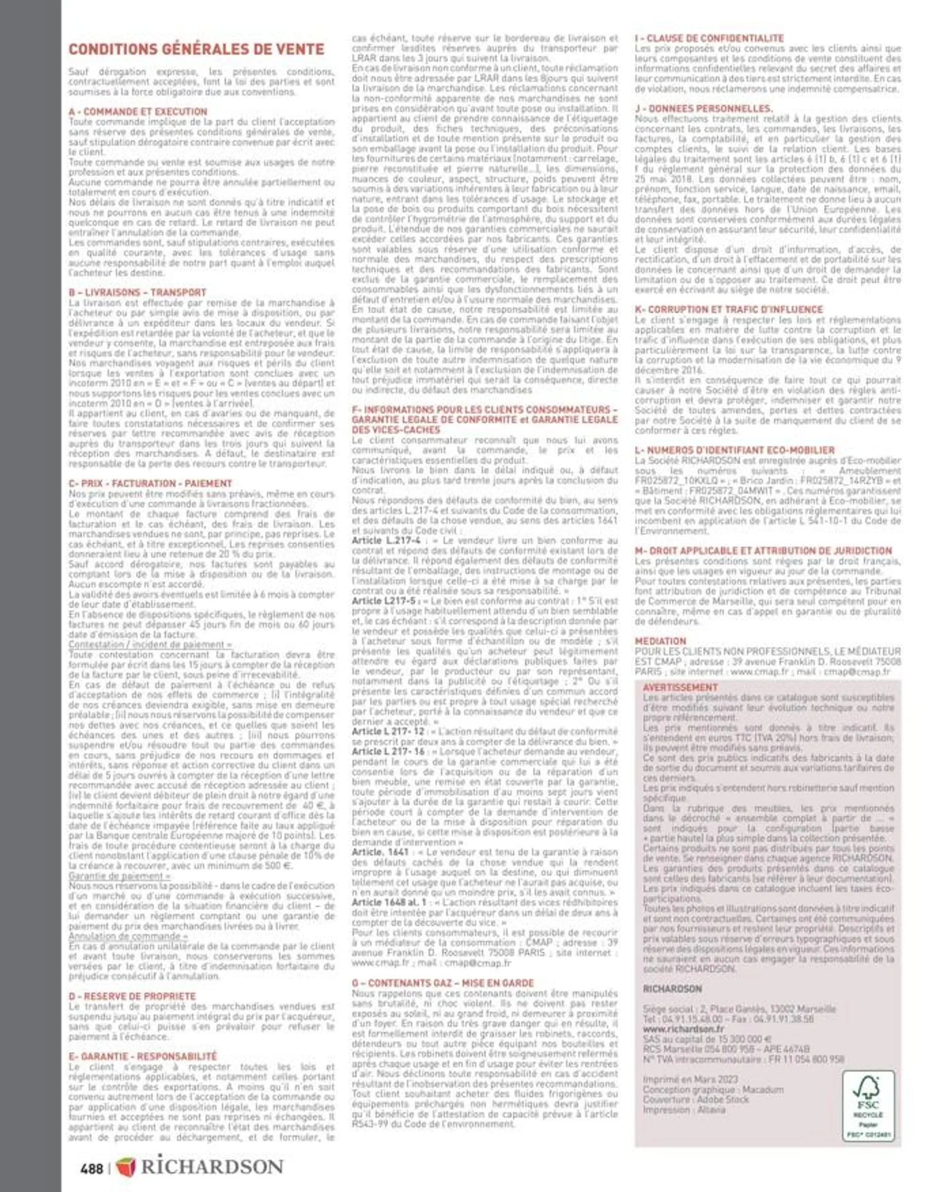 SALLE DE BAINS ET CARRELAGE 2023 du 14 juin au 31 décembre 2024 - Catalogue page 490